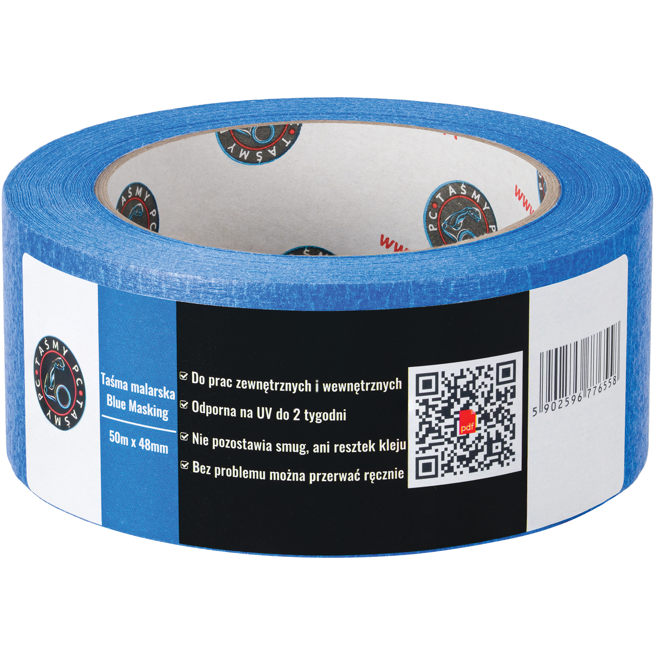 Taśma Malarska Papierowa Maskująca UV Tape 48mm x 50m Zewnętrzna Niebieska
