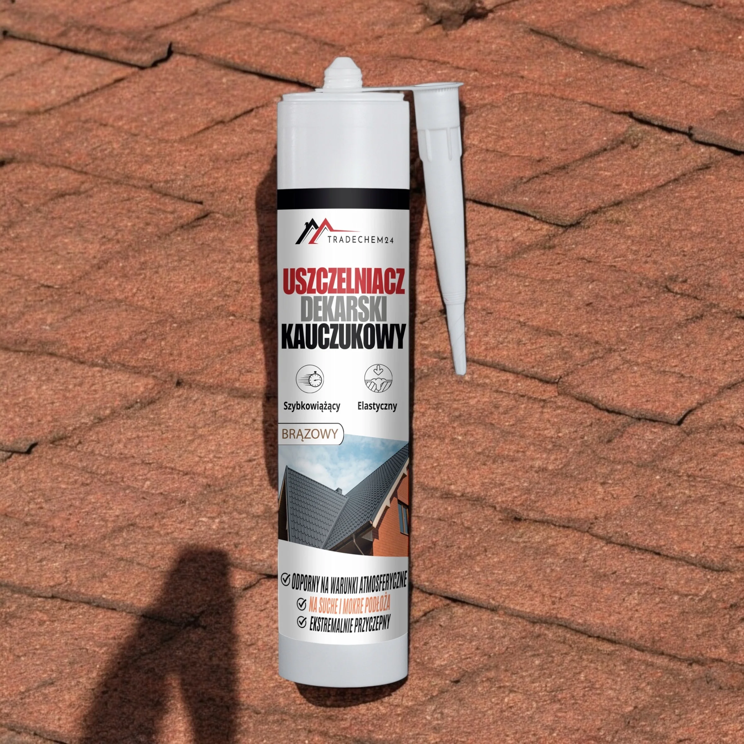Uszczelniacz Dekarski Kauczukowy Tradechem24 Do Dachów Papy Brązowy 300 ml