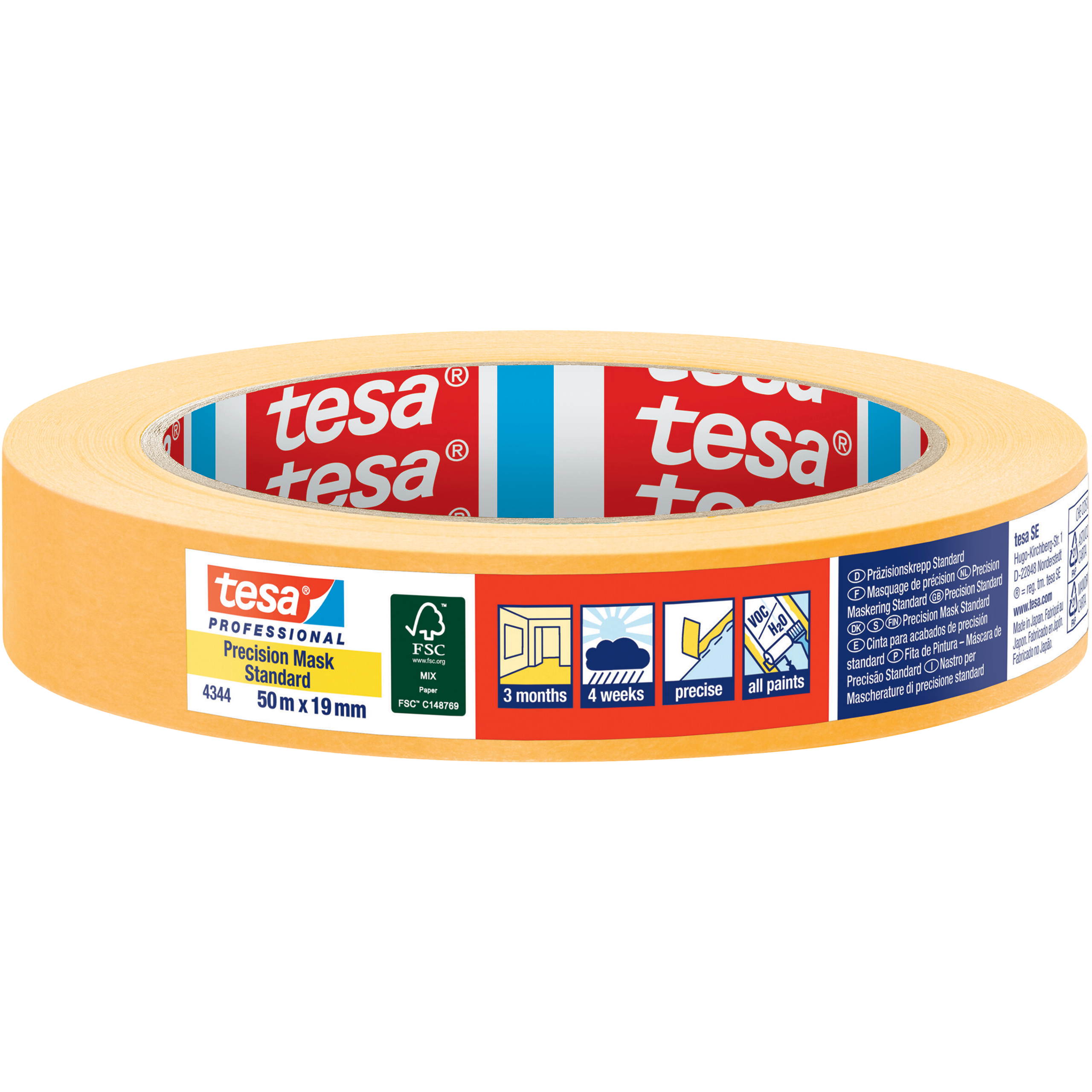 Taśma Malarska Papierowa Maskująca Tesa Washi 19 mm x 50m Pomarańczowa