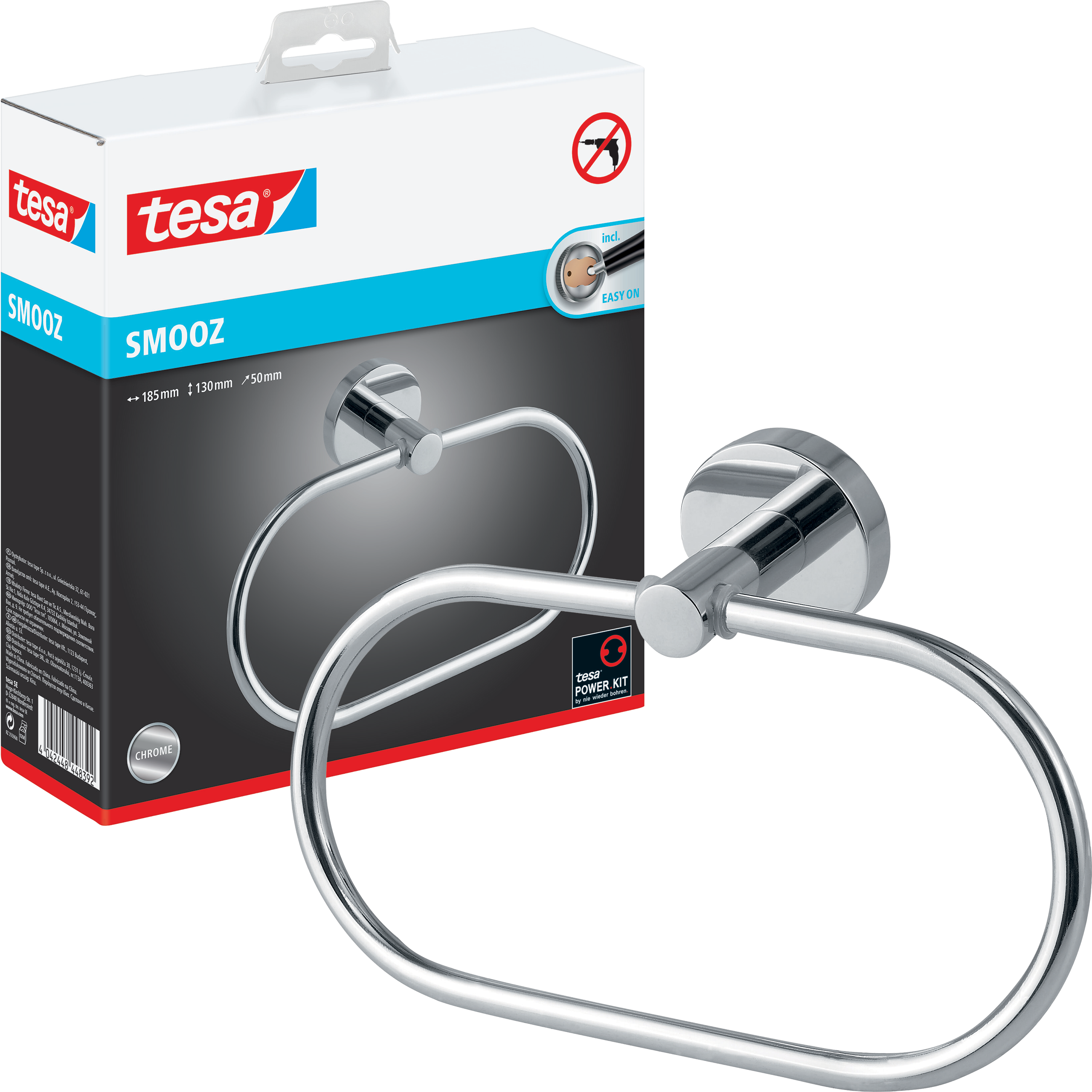 Wieszak Łazienkowy Na Ręcznik Samoprzylepny Tesa SMOOZ Okrągły Metalowy