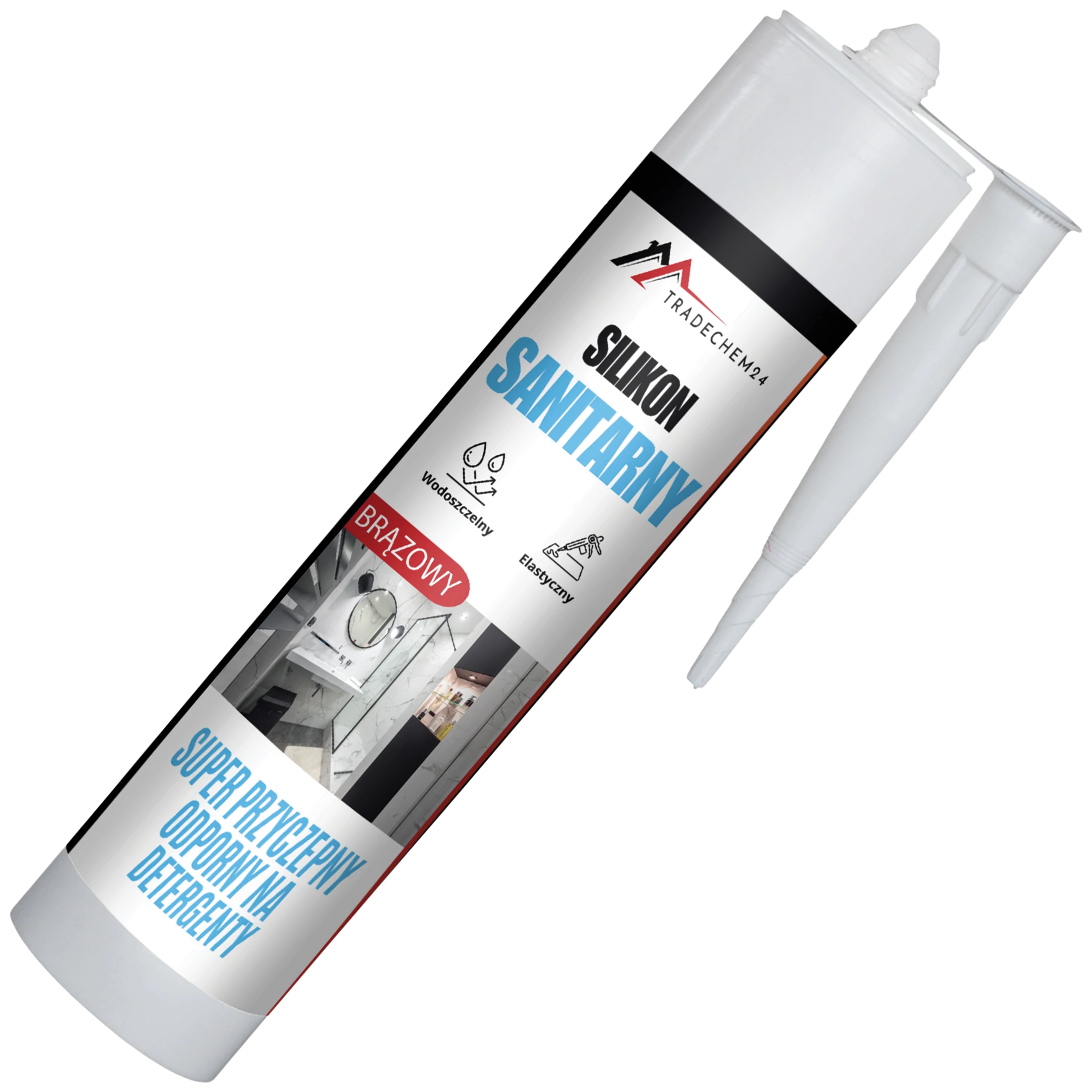 Silikon Sanitarny Tradechem24 Uniwersalny Uszczelniacz Brązowy 300 ml