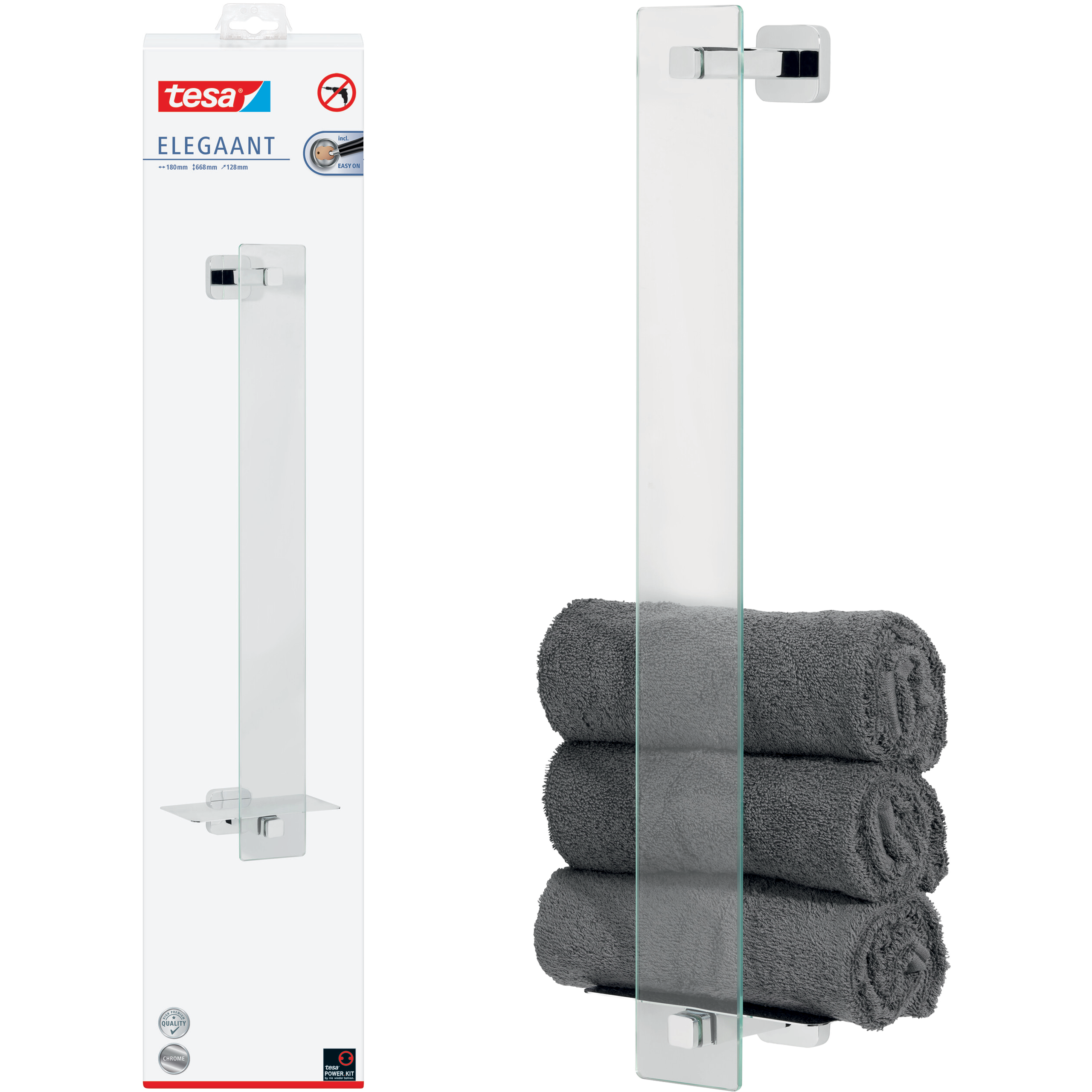 Uchwyt Łazienkowy Na Ręczniki Samoprzylepny Wiszący Tesa ELEGAANT Metalowy