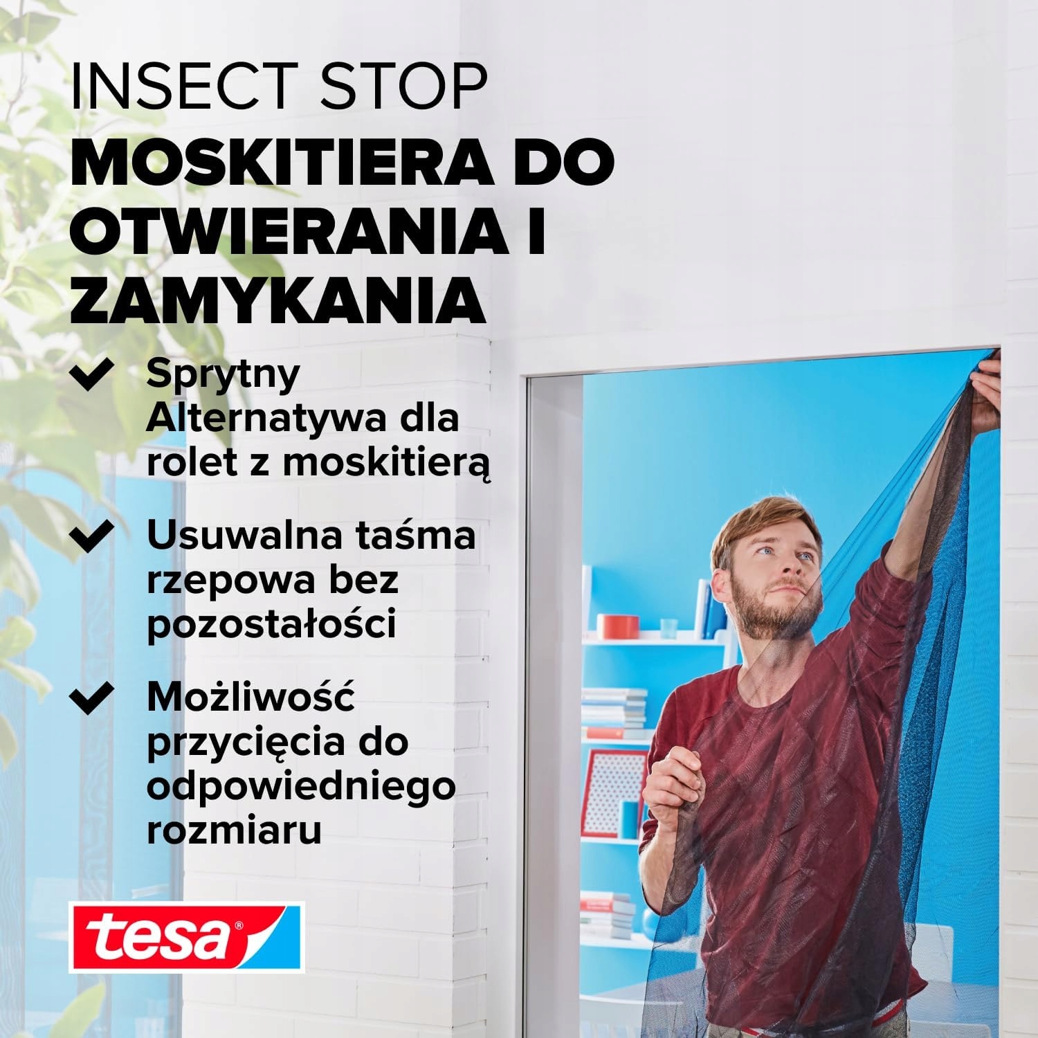 Moskitiera Na Okno Zwijana Tesa Siatka Okienna Na Owady 1,3m x 1,5m Czarna