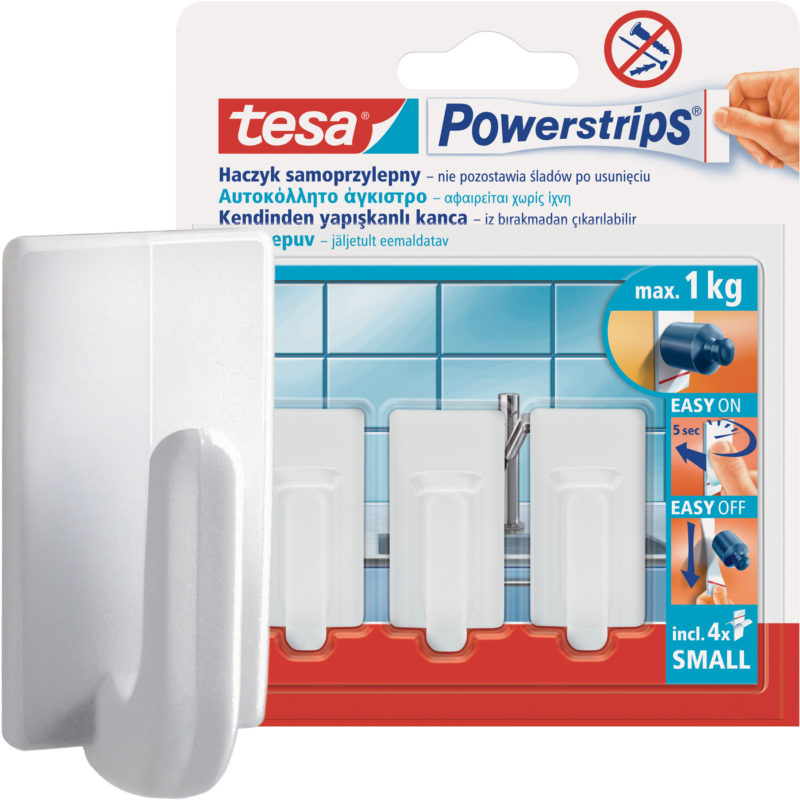 Haczyki Samoprzylepne Tesa Powerstrips Do Łazienki i Kuchni 1kg 3 szt
