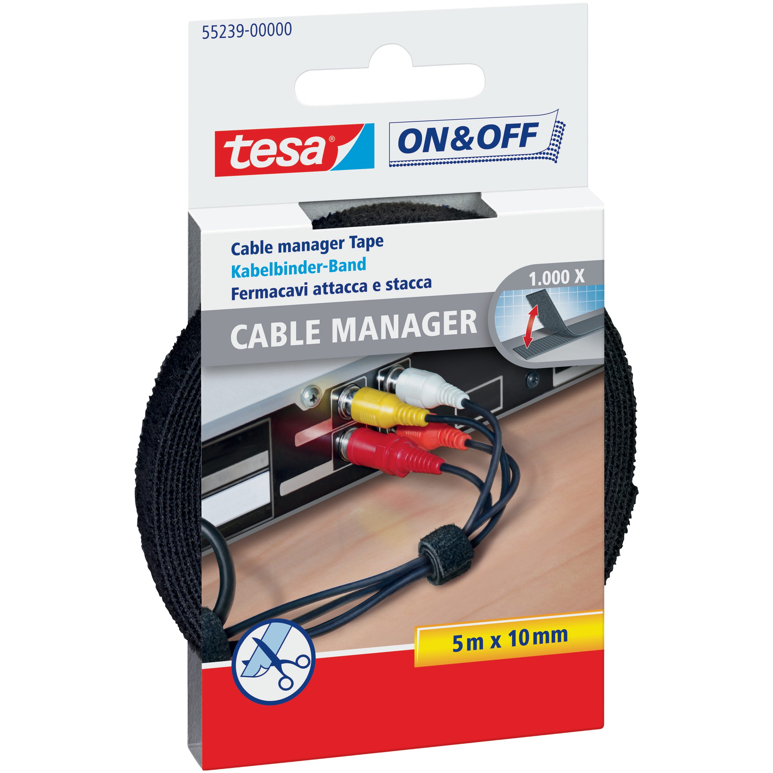 Rzep Taśma Na Kable Tesa Organizer Do Kabli Przewodów 5m x 10 mm Czarny