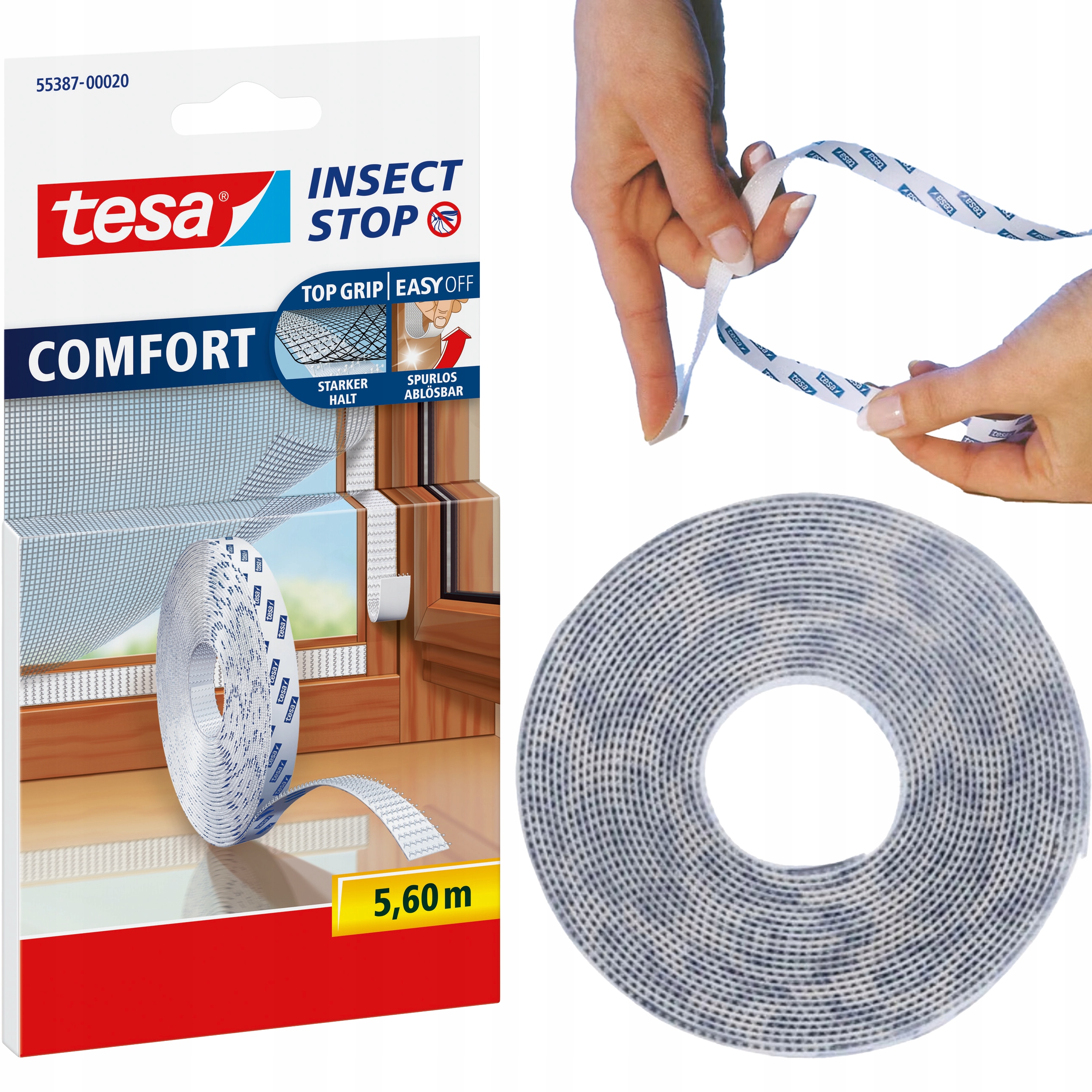 Rzep Samoprzylepny Do Moskitiery Siatki Tesa Taśma Rzepowa 5,6m x 9mm Biały