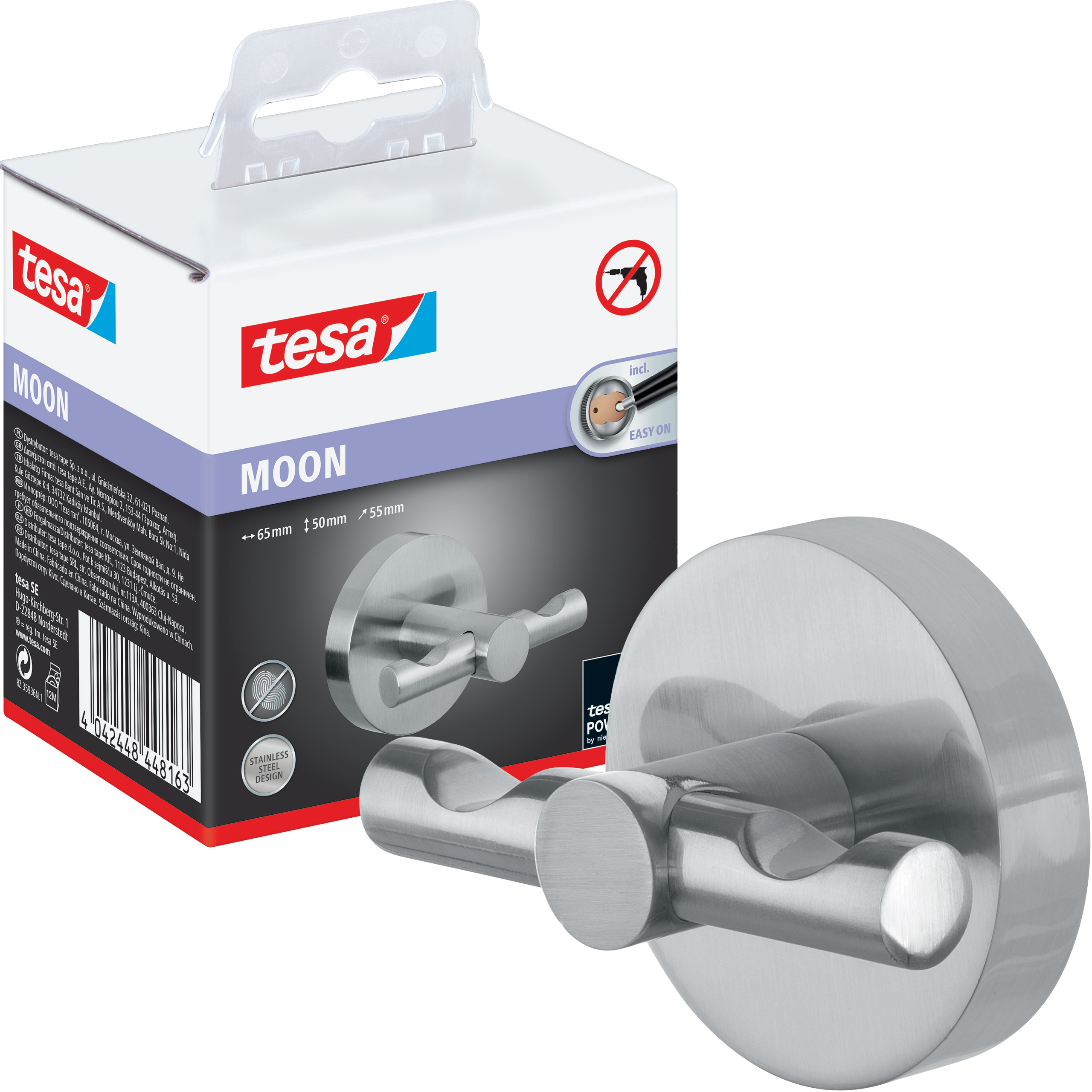 Haczyk Łazienkowy Samoprzylepny Tesa MOON Wieszak Na Szlafrok Metalowy