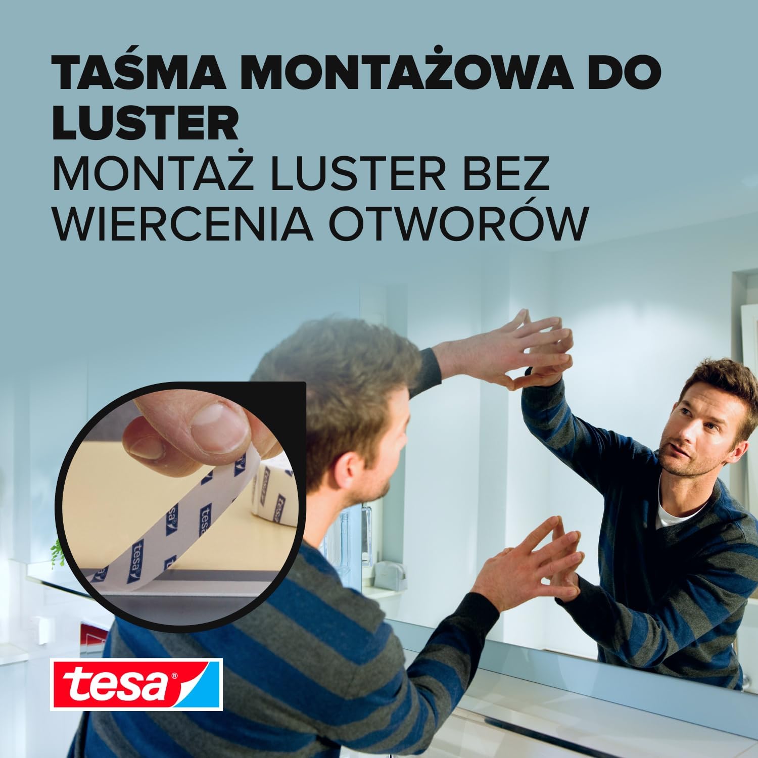 Dwustronna Taśma Klejąca Montażowa Tesa Do Luster 1,5 m x 19mm Piankowa