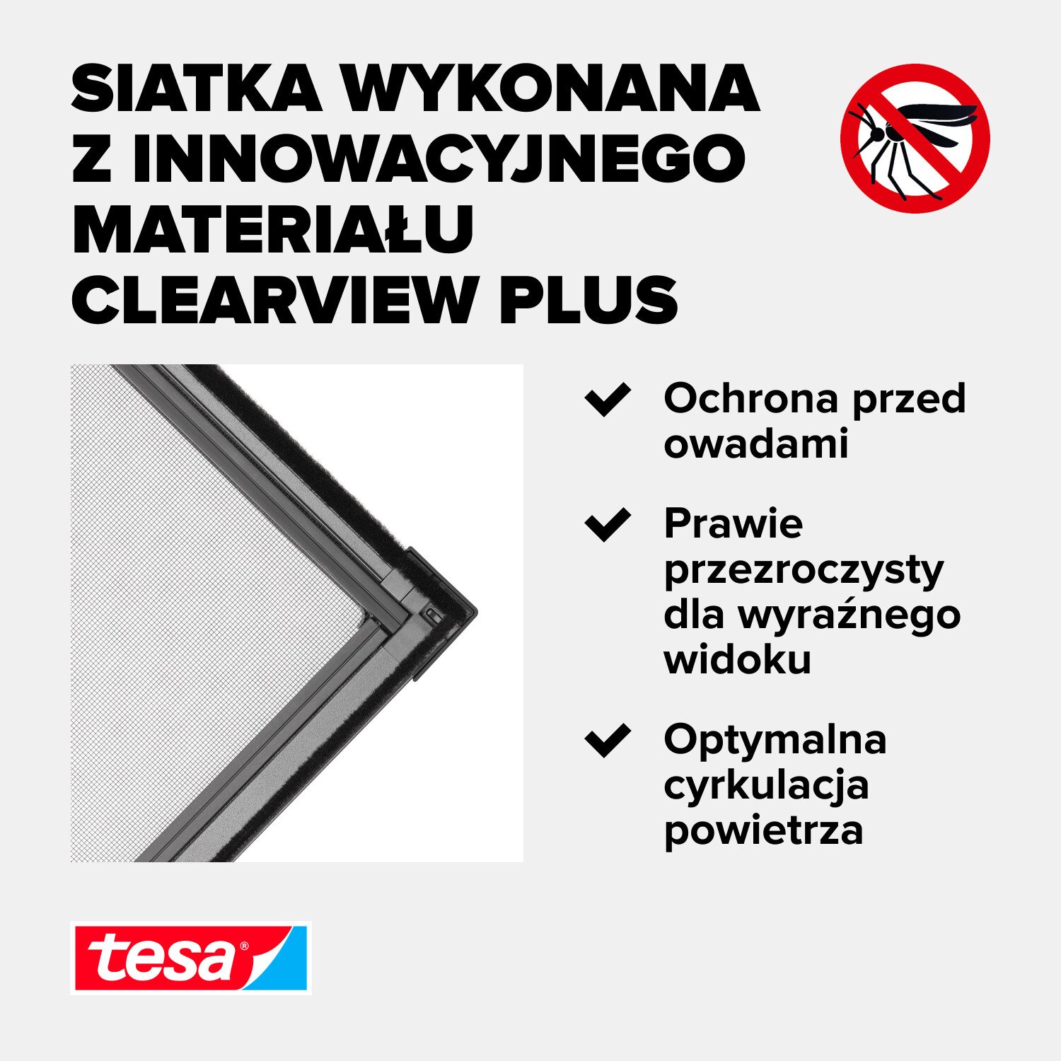 Moskitiera Na Okno Aluminiowa Tesa Siatka Na Owady 140 x 150 cm Biała
