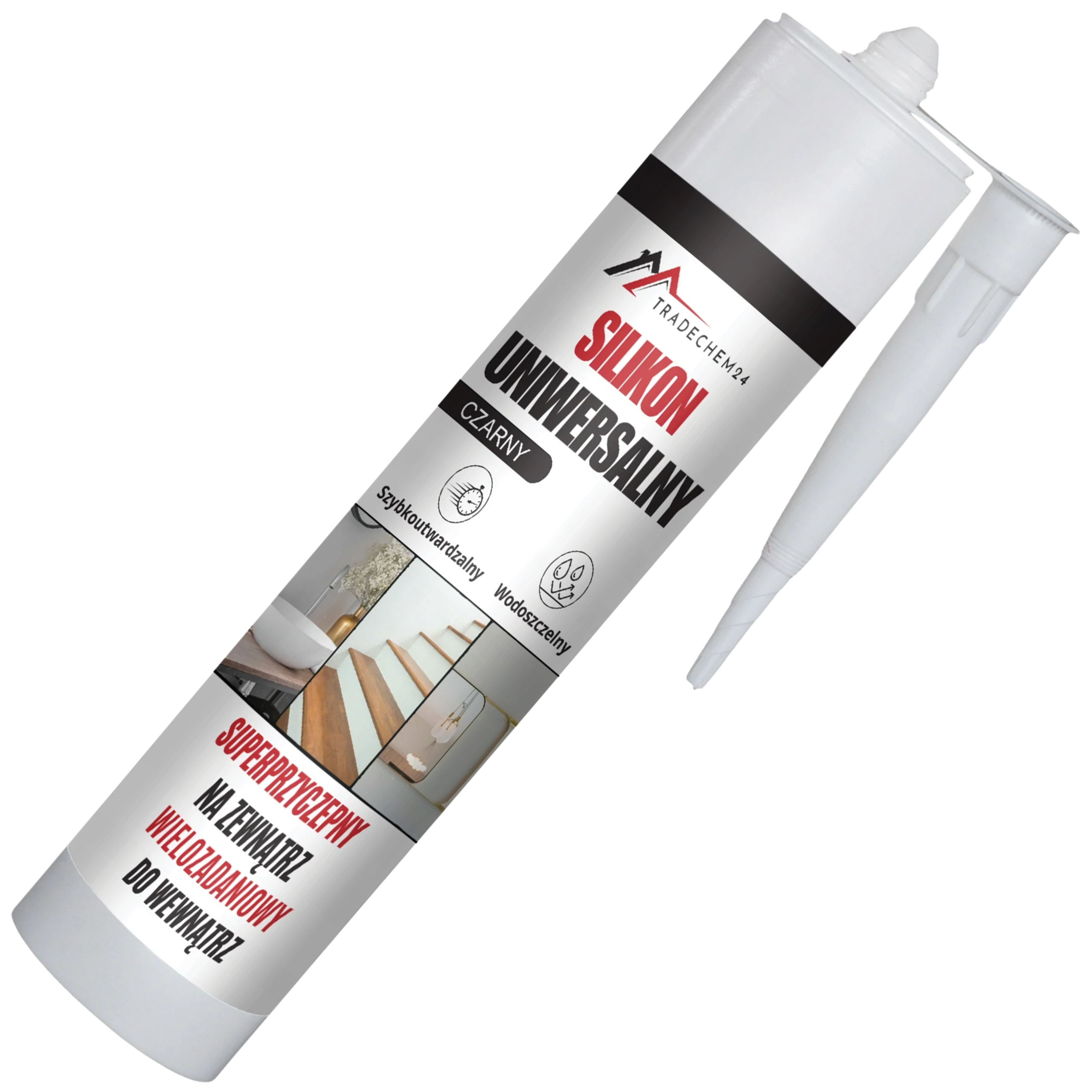 Silikon Budowlany Tradechem24 Uniwersalny Uszczelniacz Czarny 300 ml