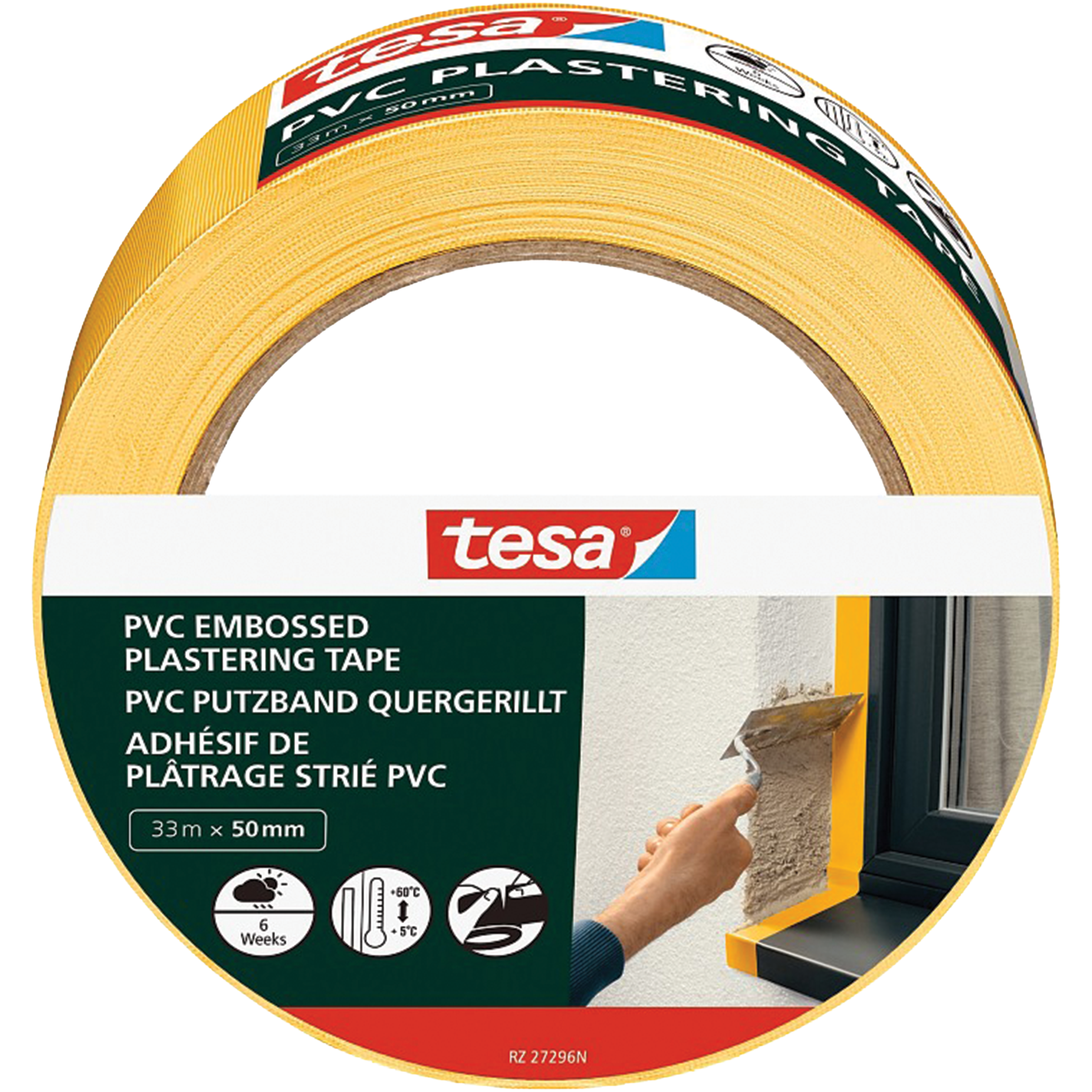 Taśma Tynkarska Elewacyjna PVC Tesa 33 m x 50 mm Mocna Budowlana Żółta