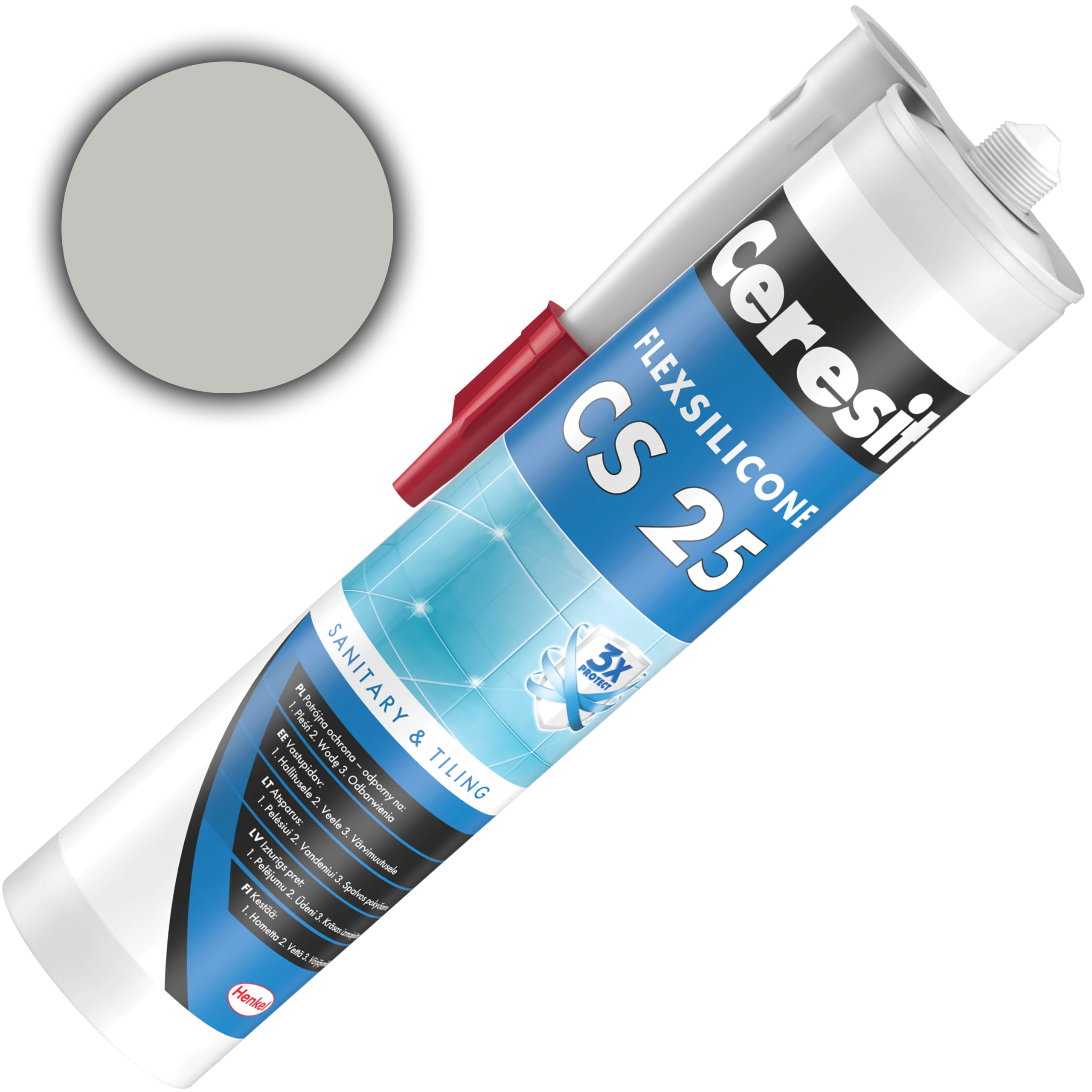 Silikon Sanitarny Ceresit CS25 Uniwersalny Uszczelniacz Silver 280 ml