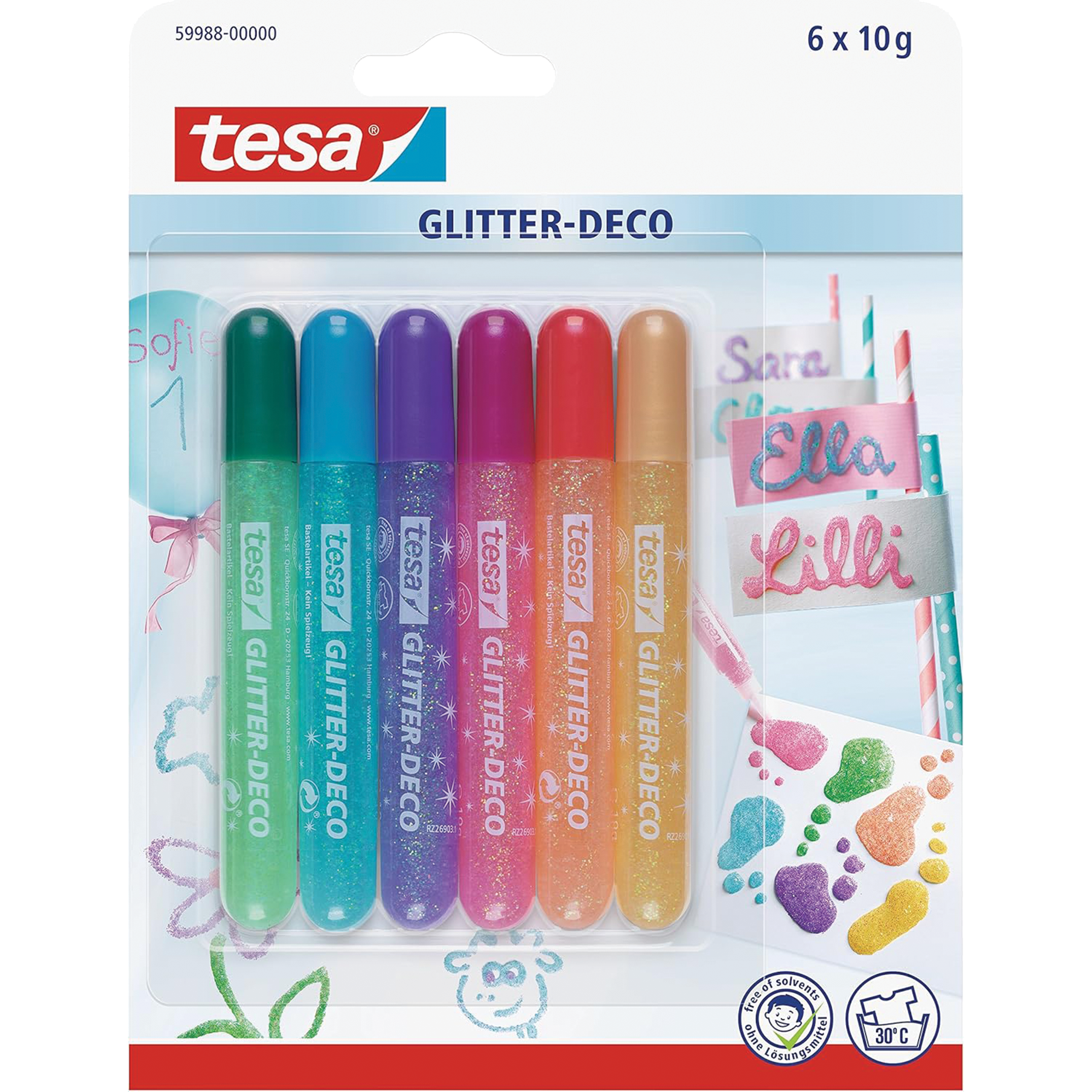 Klej Z Brokatem Tesa Candy Glitter Brokatowy Zestaw 6 Kolorów 10ml