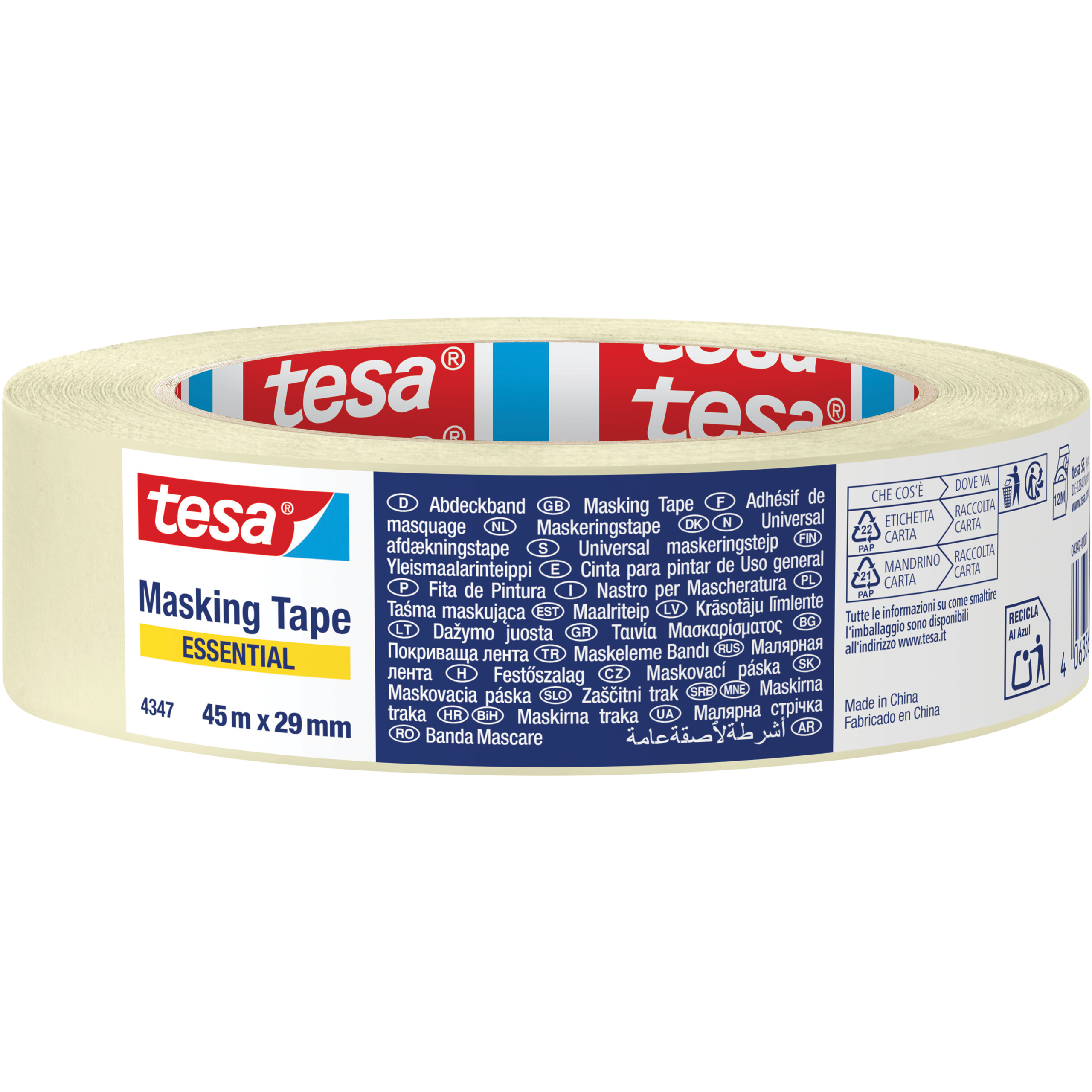 Taśma Malarska Papierowa Tesa Essential Uniwersalna 29mm x 45m Kremowa