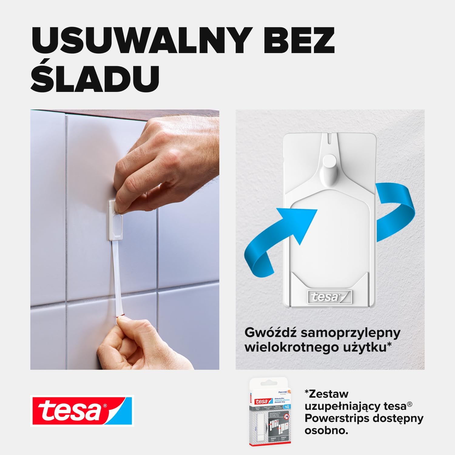 Haczyki Samoprzylepne Tesa Gwóźdź do Dekoracji do Płytek Metalu 2kg 2 szt