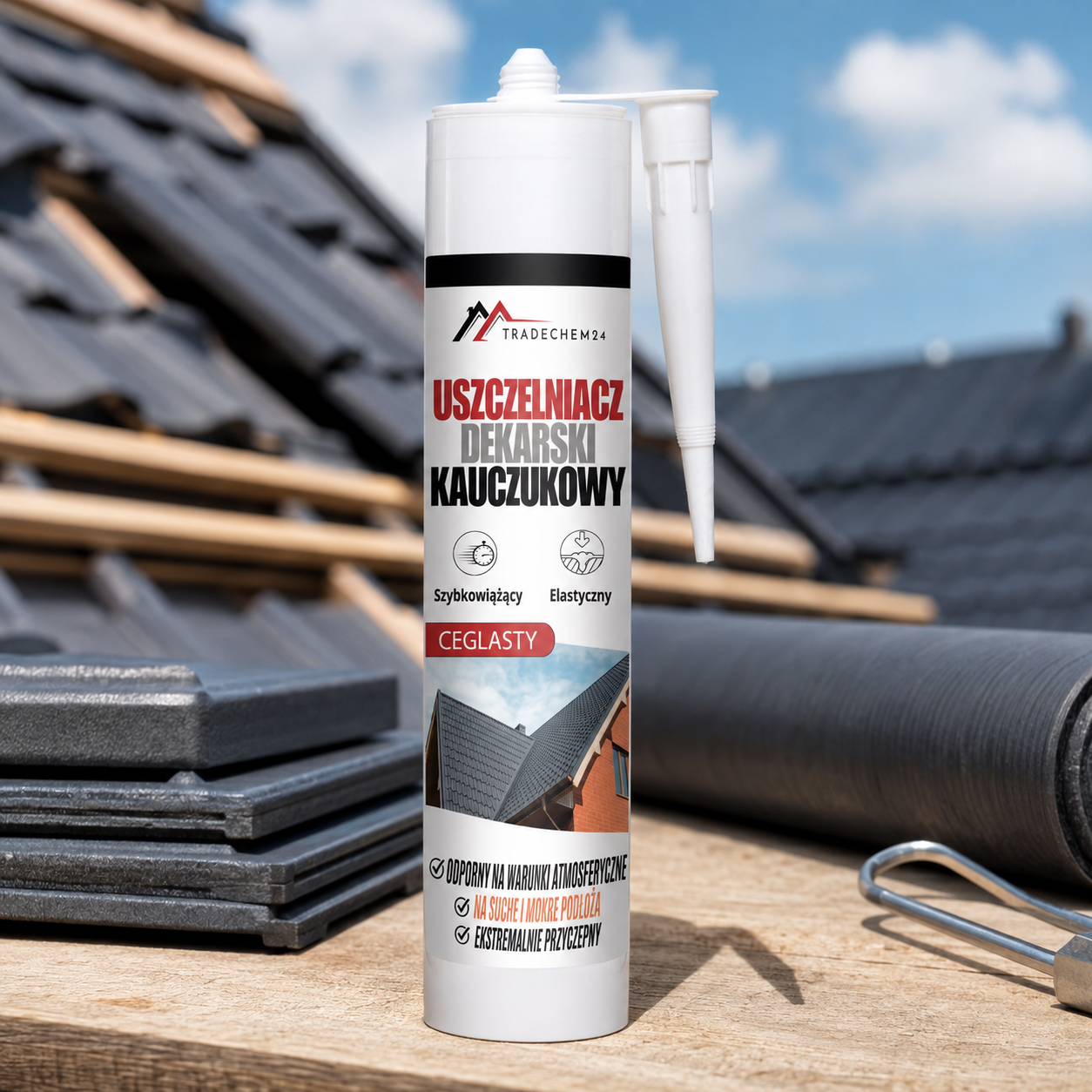 Uszczelniacz Dekarski Kauczukowy Tradechem24 Do Dachów Papy Ceglasty 300 ml