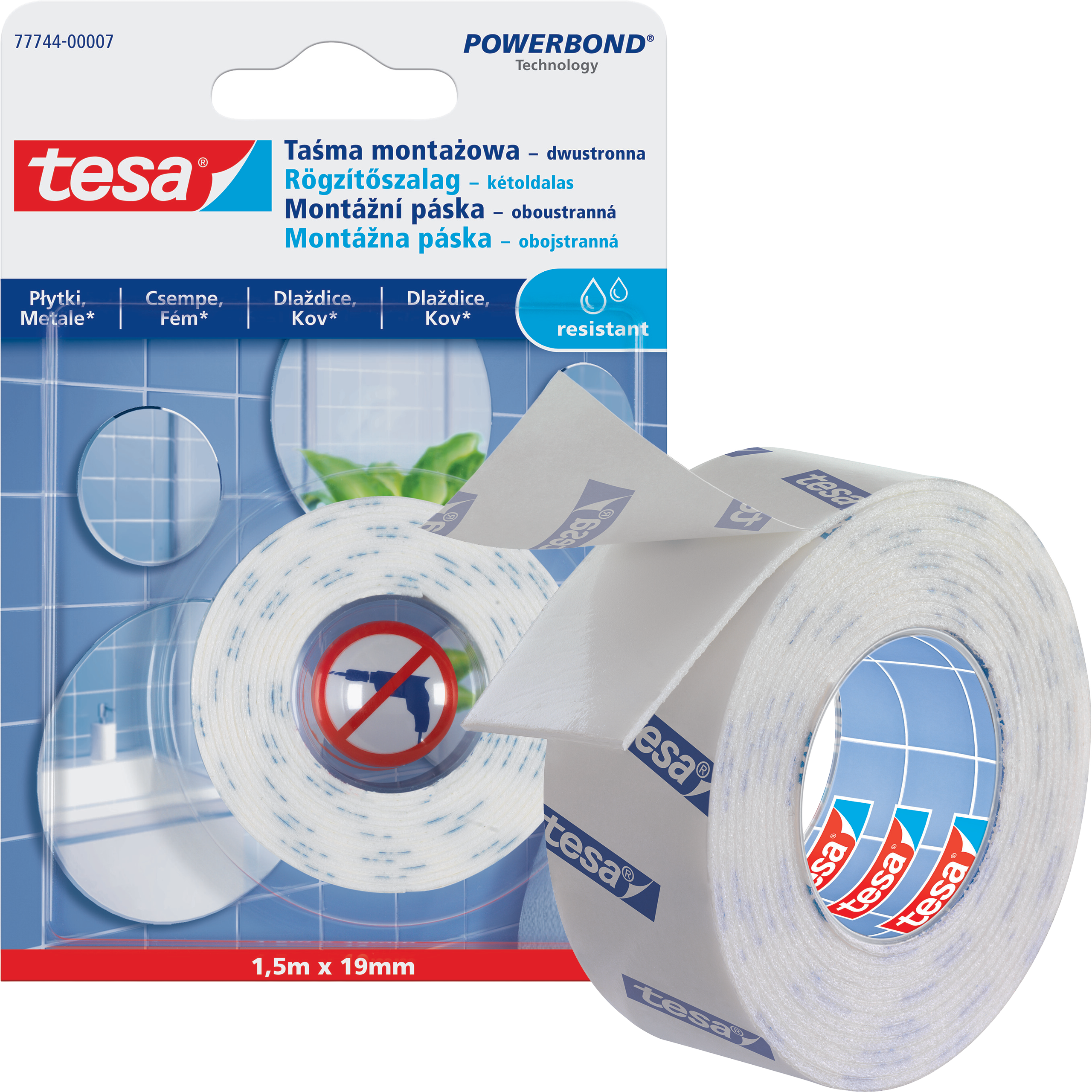 Dwustronna Taśma Klejąca Montażowa Tesa Do Luster 1,5 m x 19mm Piankowa