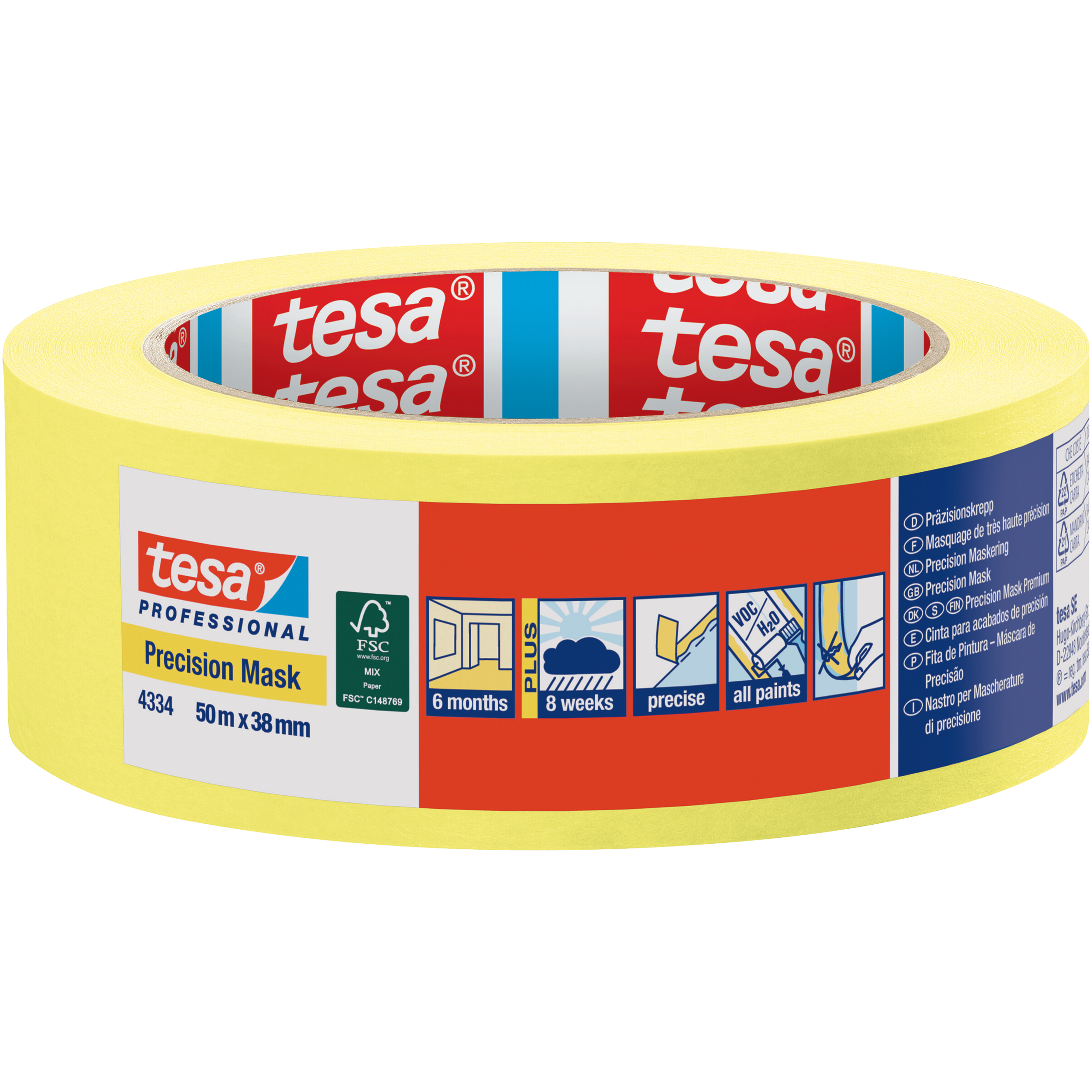 Taśma Malarska Papierowa Maskująca Tesa Precyzyjna Washi 38 mm x 50m Żółta