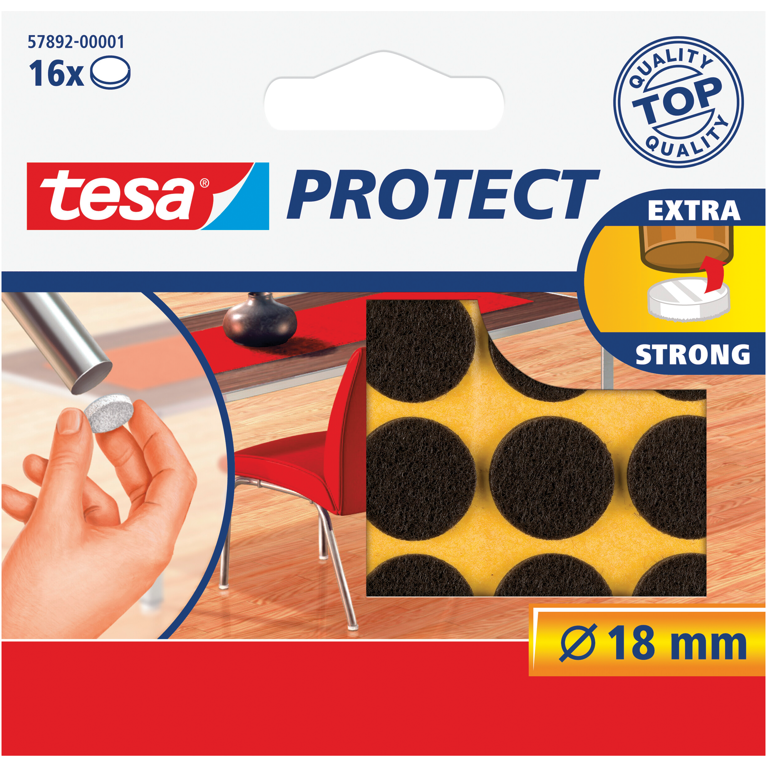 Podkładki Filcowe Samoprzylepne Tesa Filc Pod Meble Krzesła 18 mm 16 szt