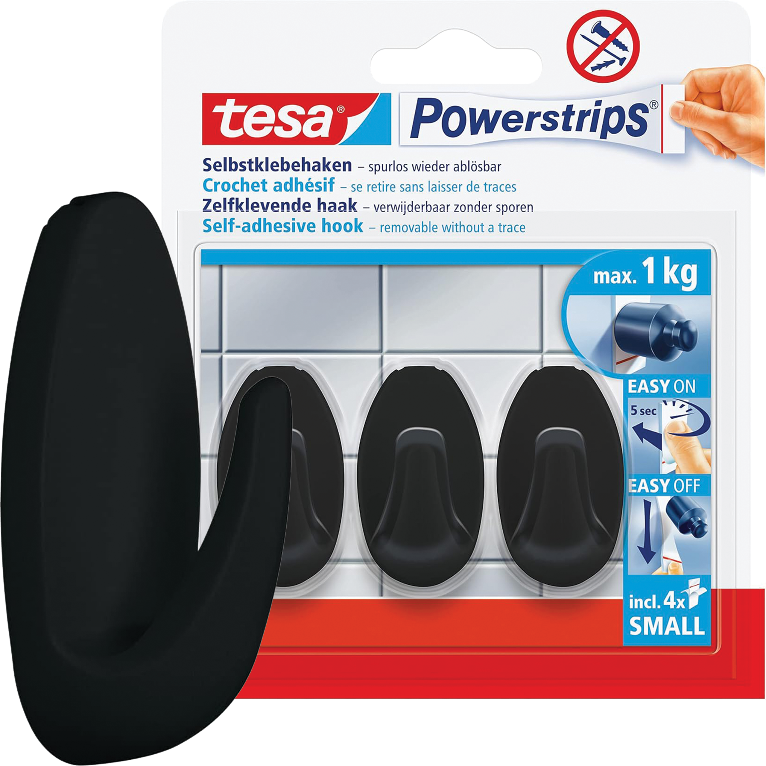 Haczyki Samoprzylepne Tesa Powerstrips Do Wieszania Dekoracji Czarne 1 kg