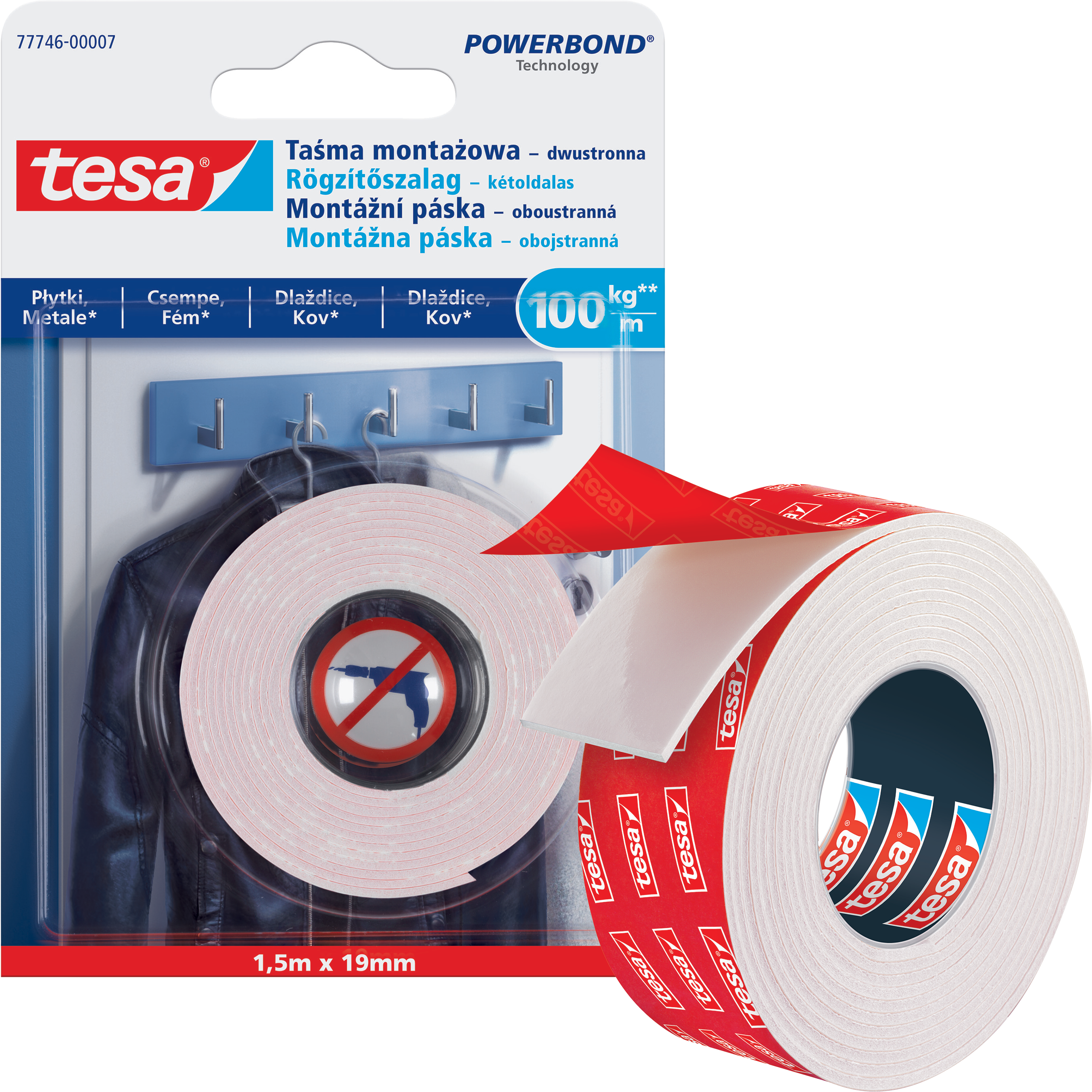 Dwustronna Taśma Klejąca Montażowa Samoprzylepna Tesa 19mm x 1,5 m Piankowa