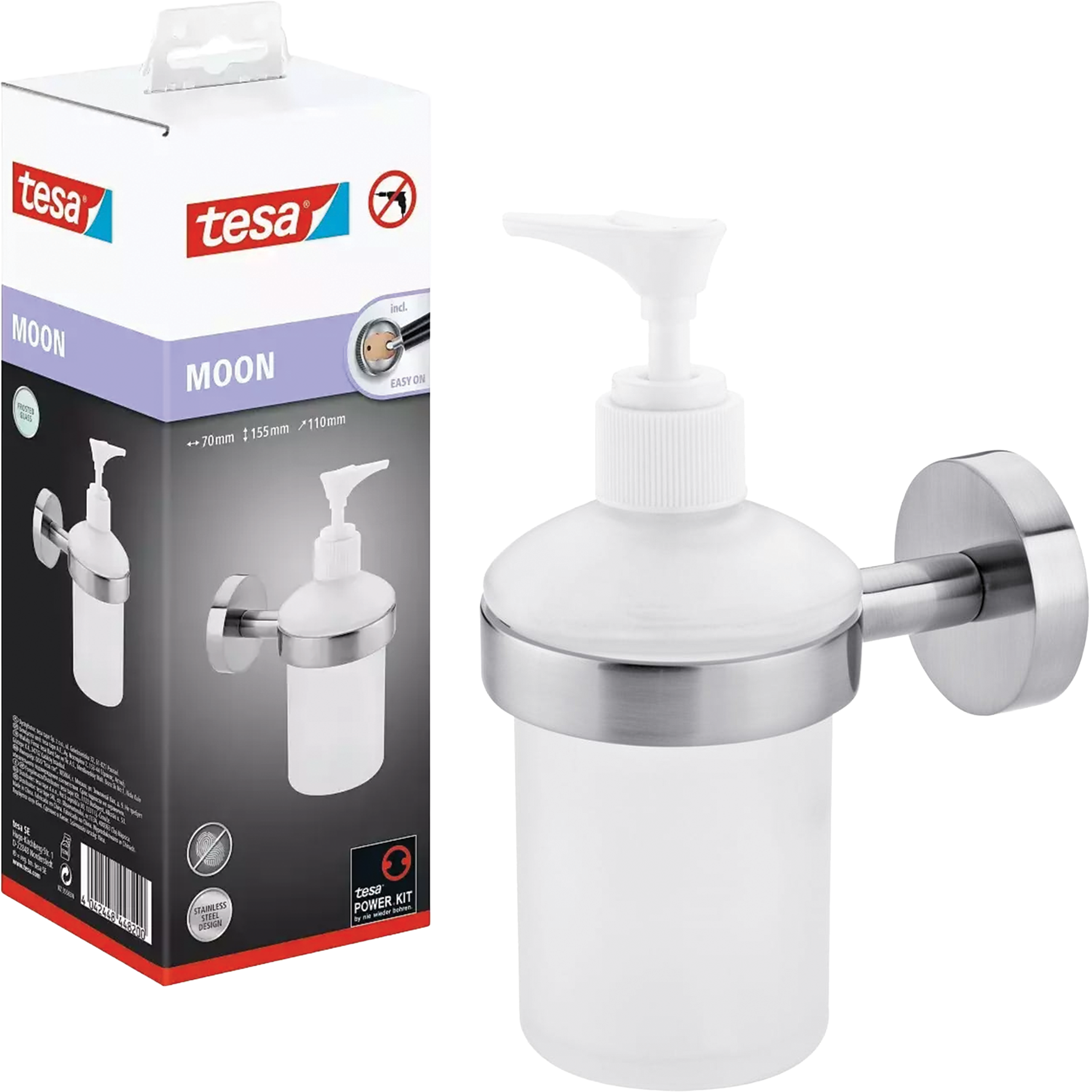 Dozownik Do Mydła W Płynie Samoprzylepny Tesa MOON Do Łazienki Metalowy