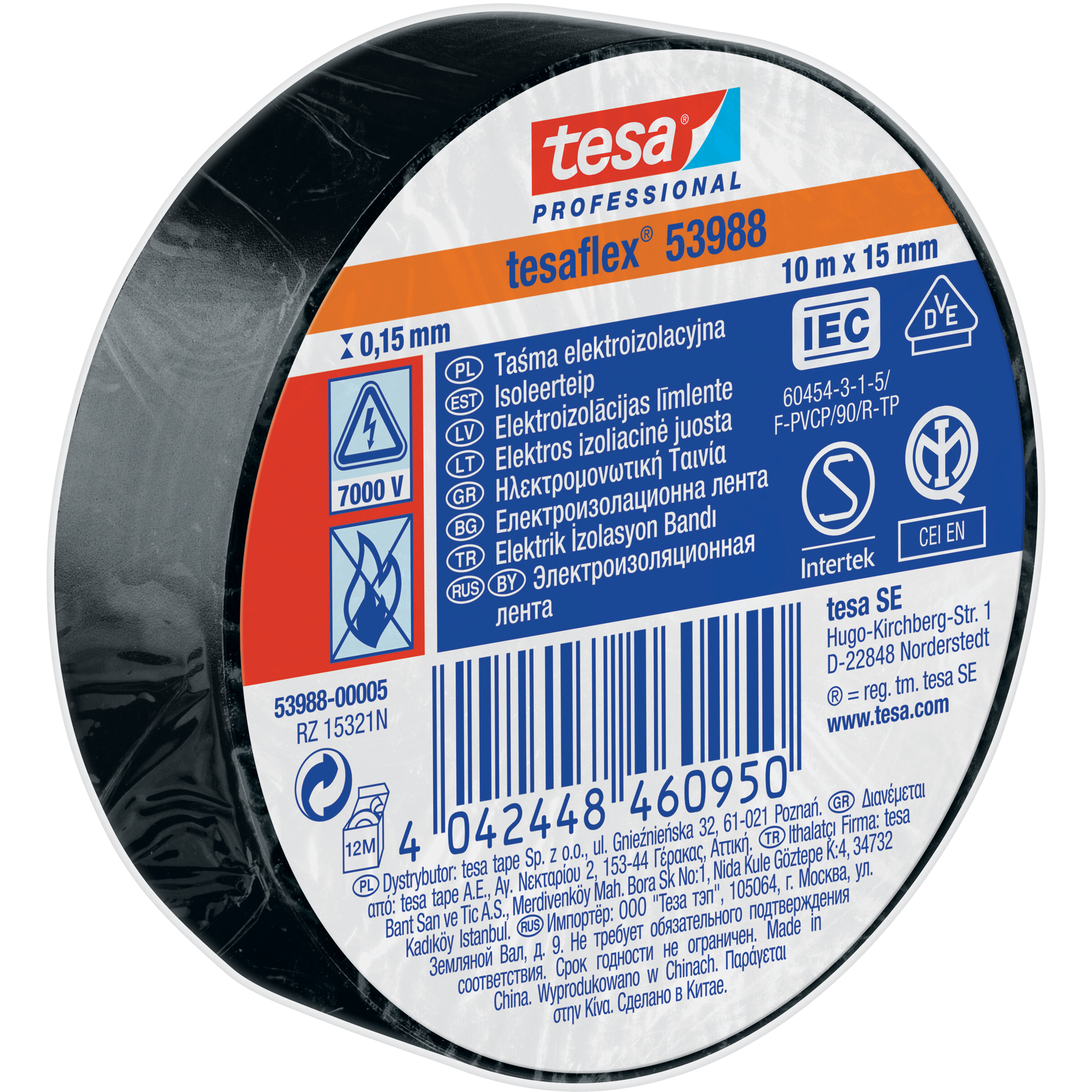 Taśma Izolacyjna PCV Tesa Mocna Samoprzylepna Izolacja 15mm x 10m Czarna
