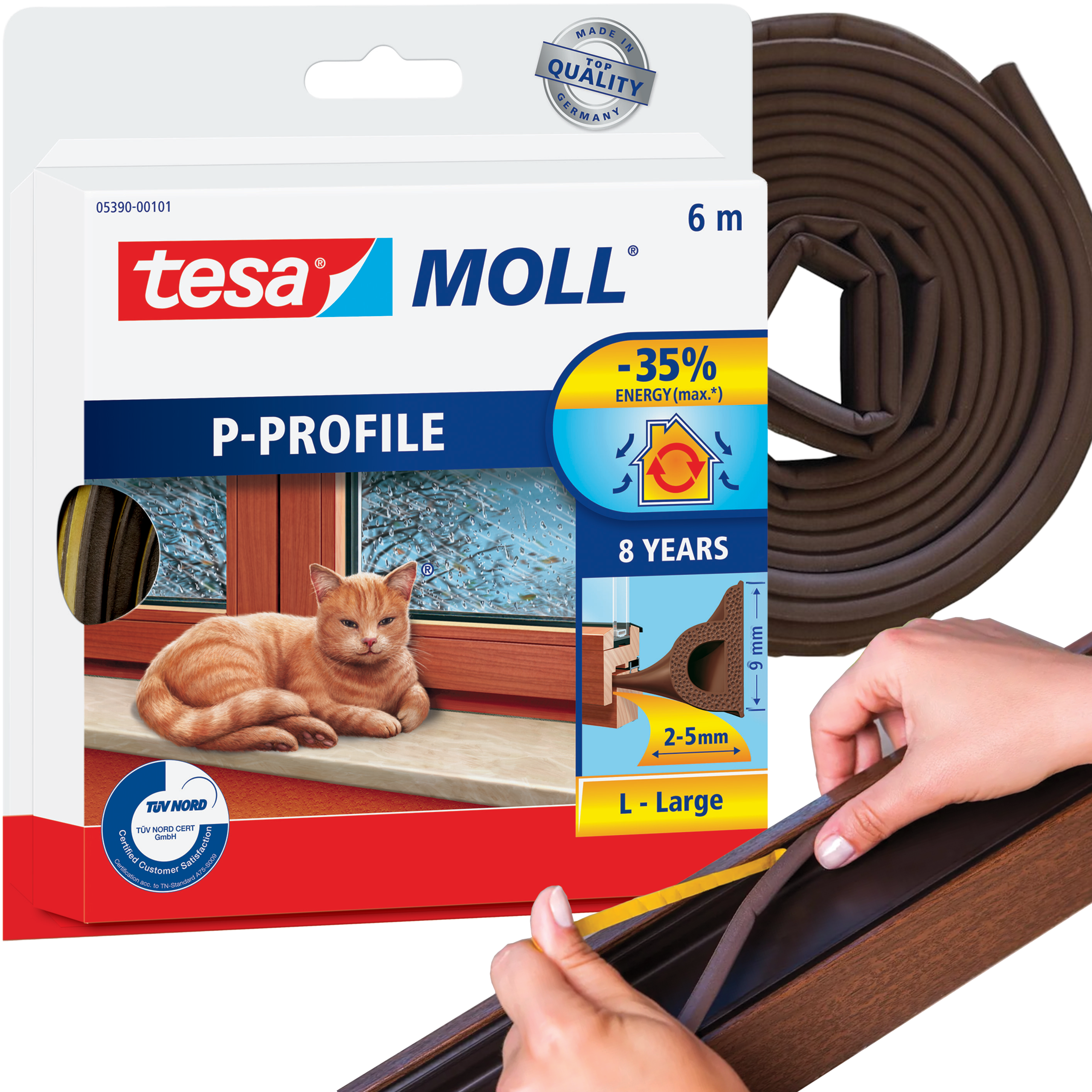 Uszczelka Okienna Samoprzylepna Tesa Taśma Do Okien Uszczelniająca 6m Brąz