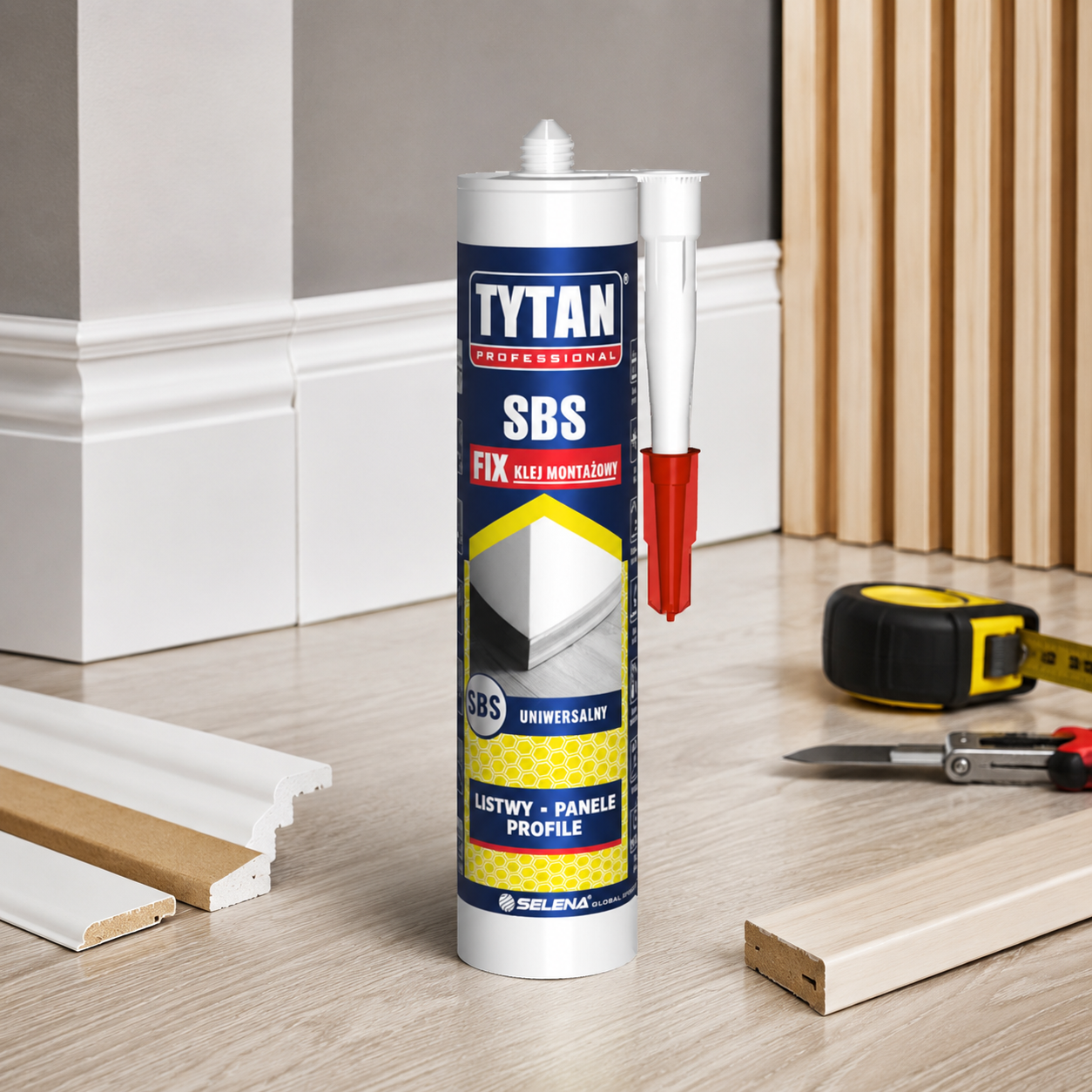 Klej Montażowy Uniwersalny Tytan Professional SBS FIX Mocny Żółty 290 ml