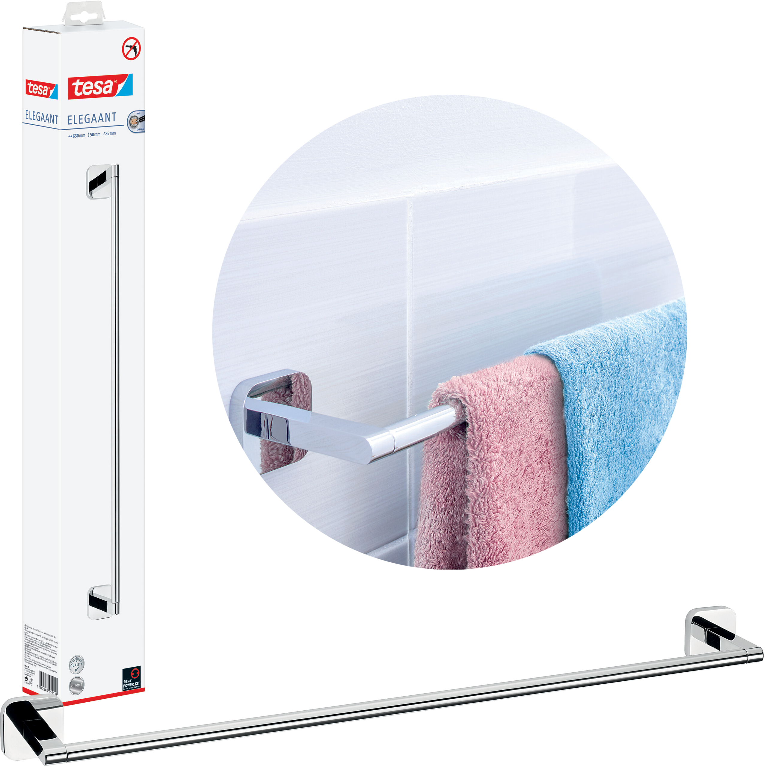 Reling Wieszak Na Ręczniki Tesa ELEGAANT Do Łazienki Chromowany Metalowy
