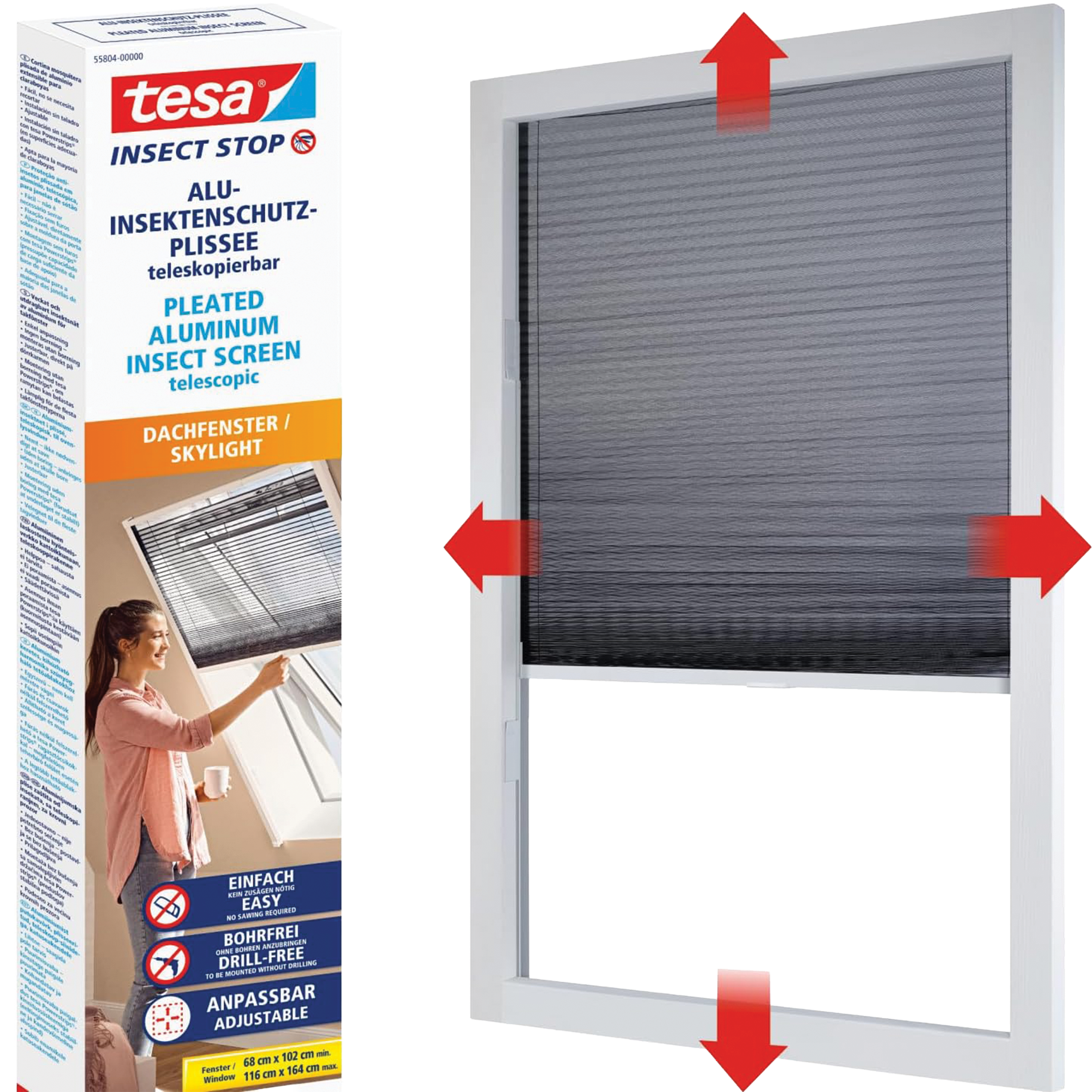 Moskitiera Plisowana Na Okno Dachowe Tesa Siatka Na Owady 116 x 164 cm 