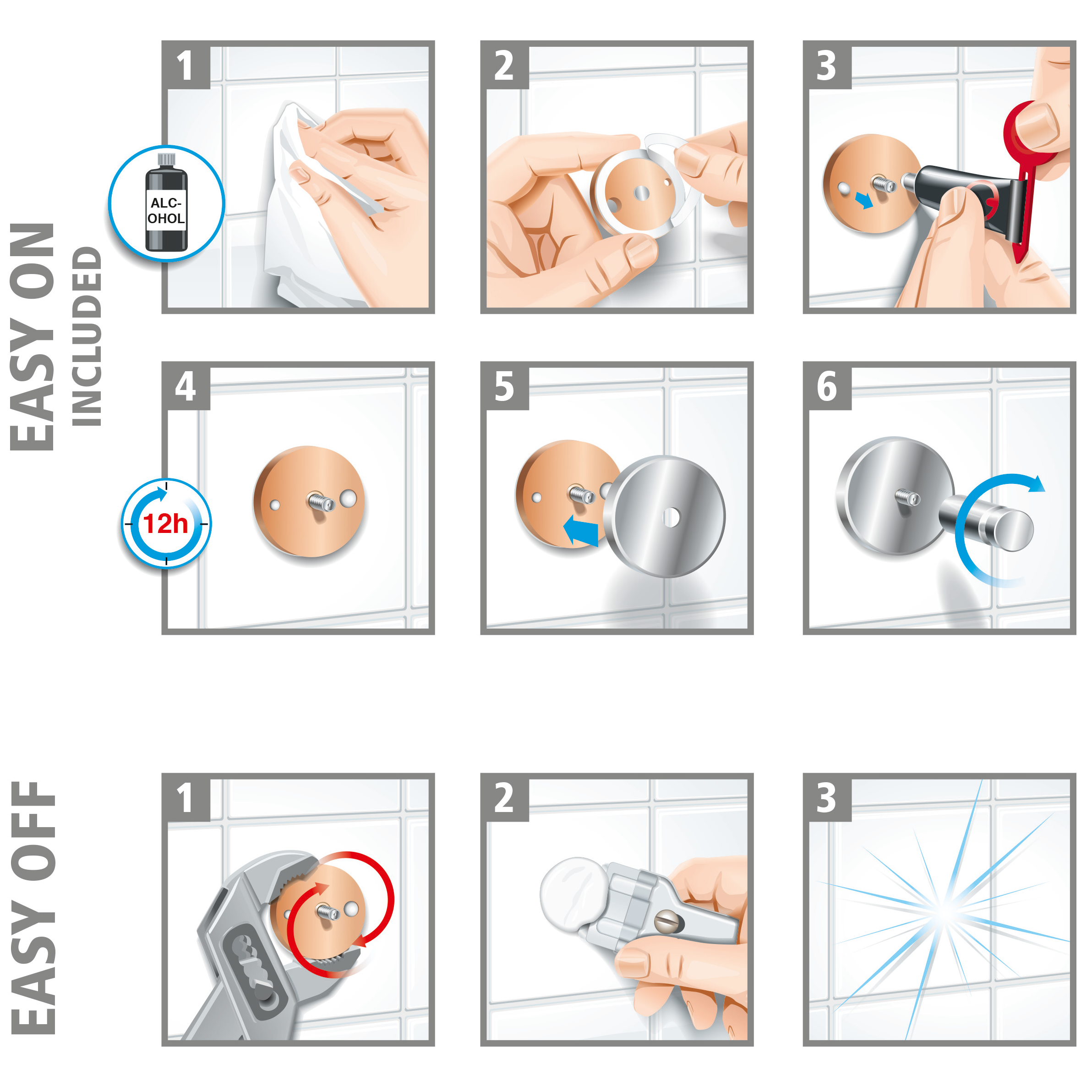 Haczyk Łazienkowy Samoprzylepny Tesa MOON BLACK Wieszak Na Szlafrok
