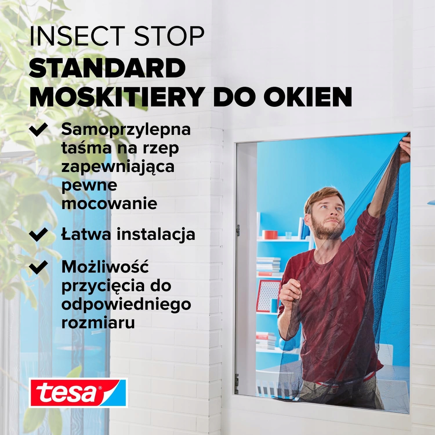 Moskitiera Na Okno Tesa Standard Siatka Okienna Na Owady 130 x 150cm Czarna