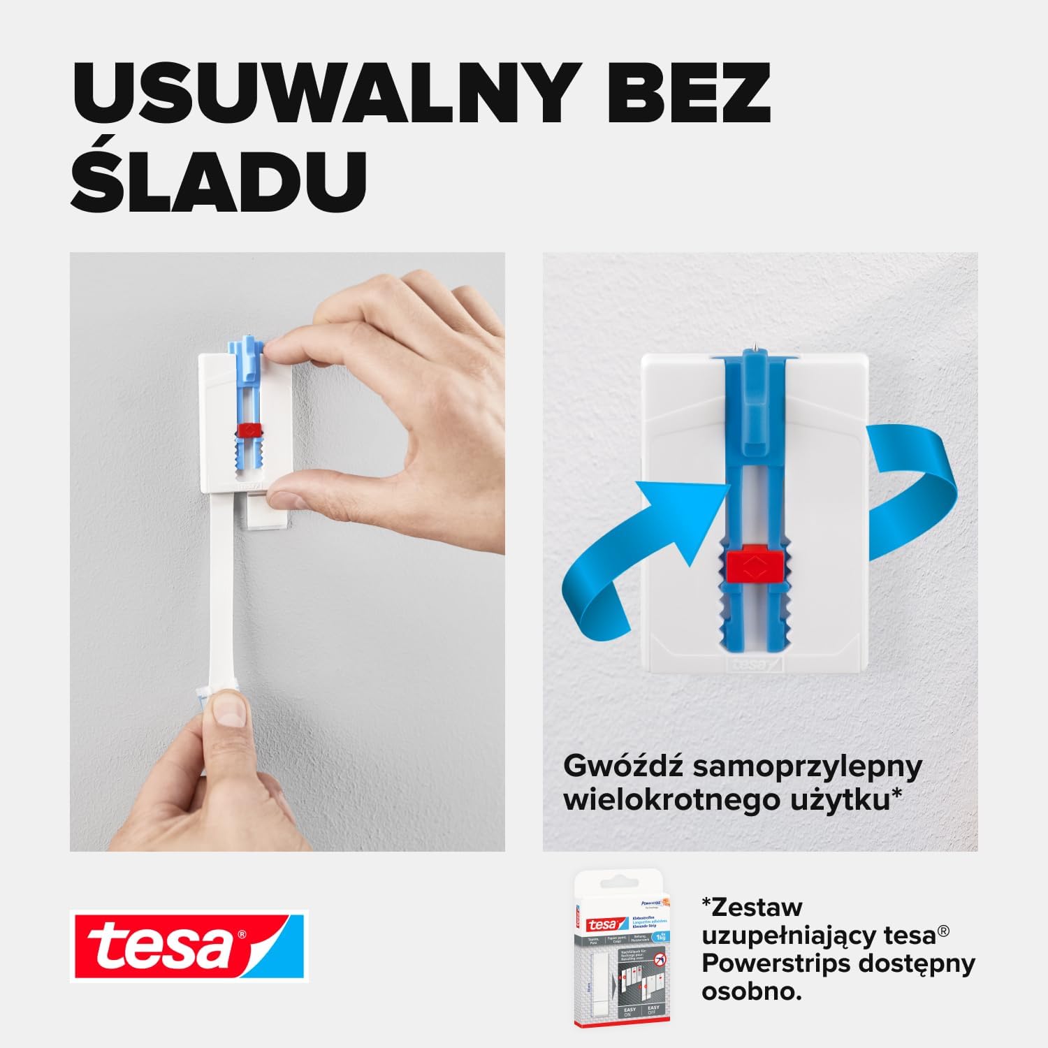 Haczyki samoprzylepne Tesa Gwóźdź Do Obrazów Regulowany Do Tapet Tynku 2kg