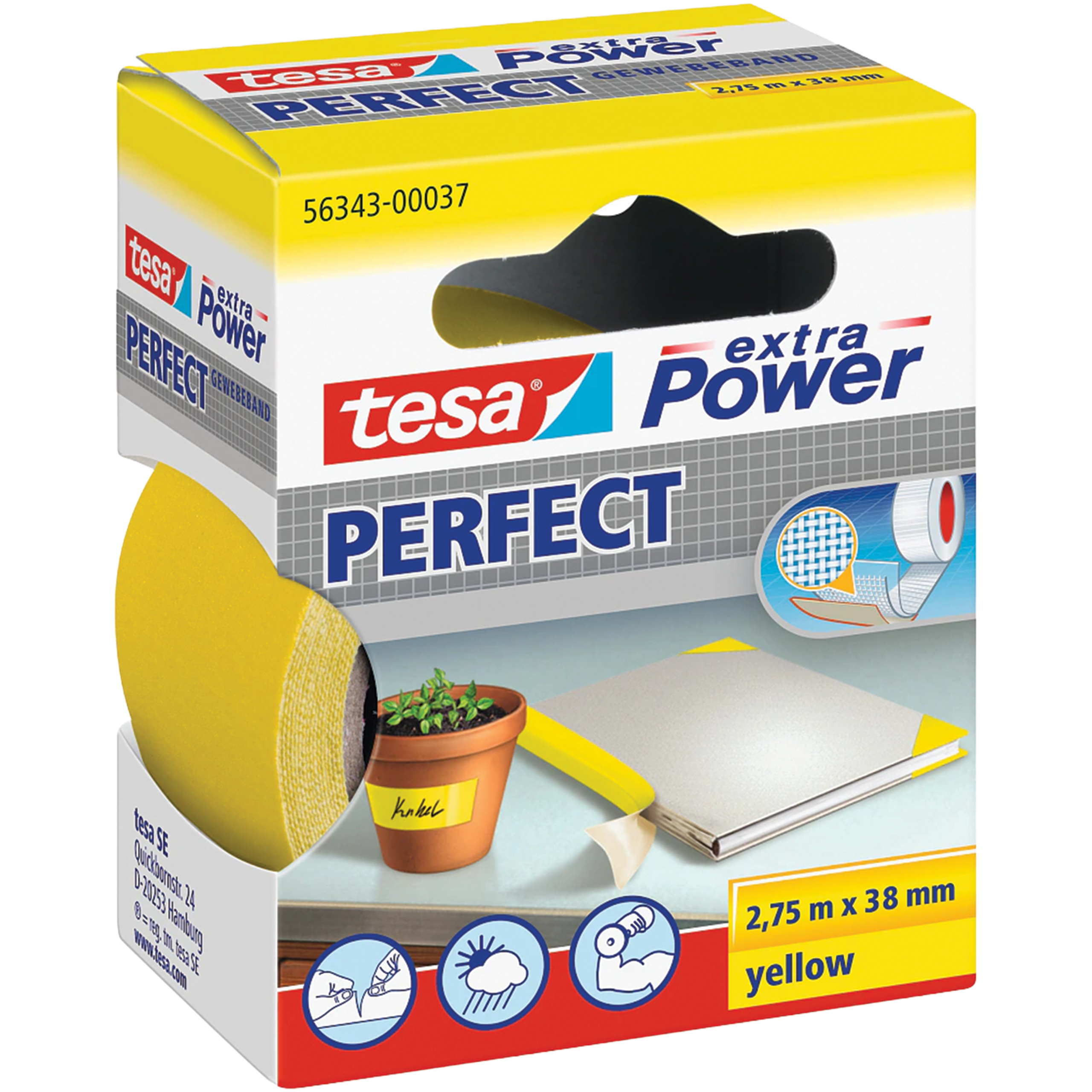  Taśma Naprawcza Samoprzylepna Tesa Uniwersalna Mocna 38 mm x 2,75 m Żółta