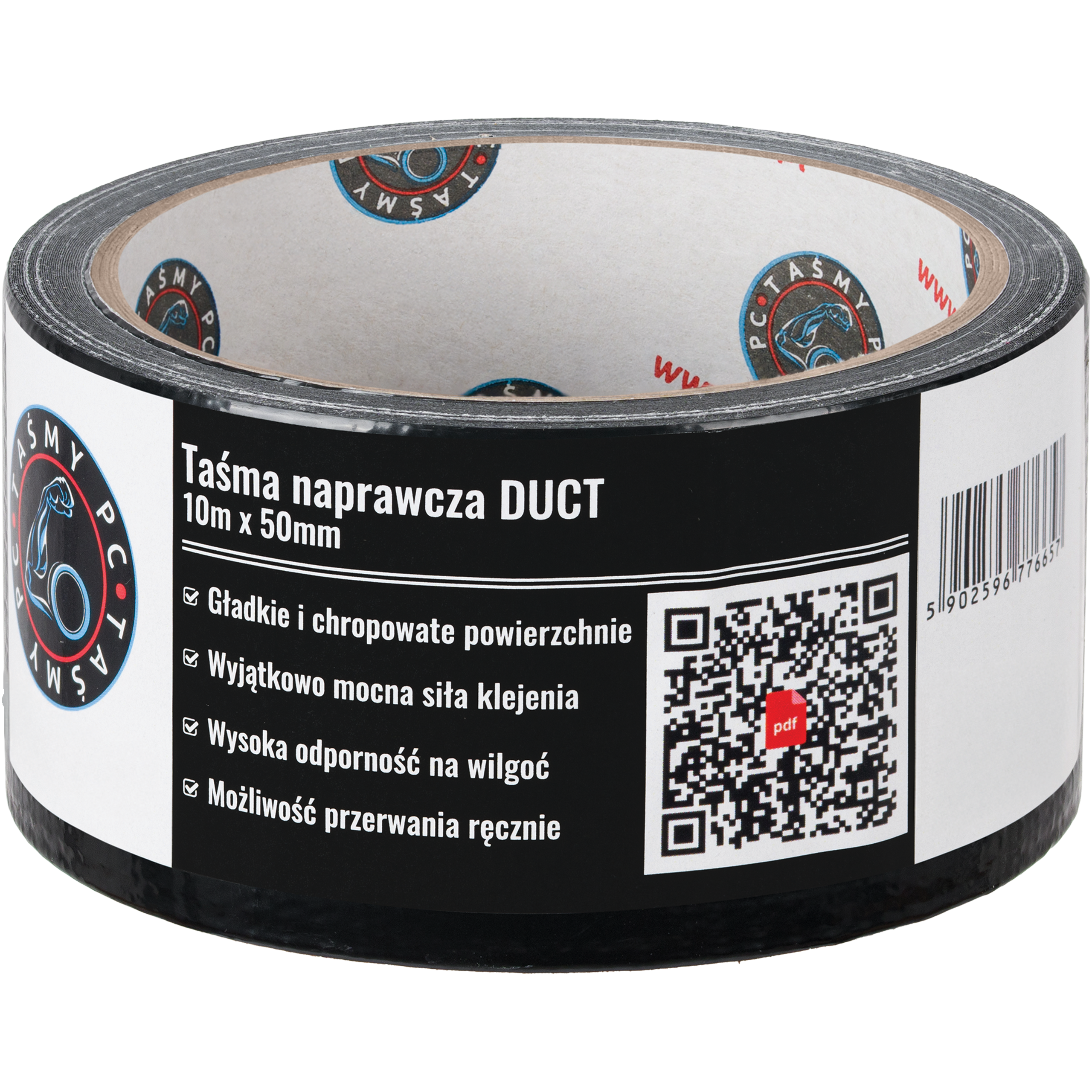 Taśma Klejąca Naprawcza Duct Tape 10 m x 50 mm Mocna Uszczelniająca Czarna