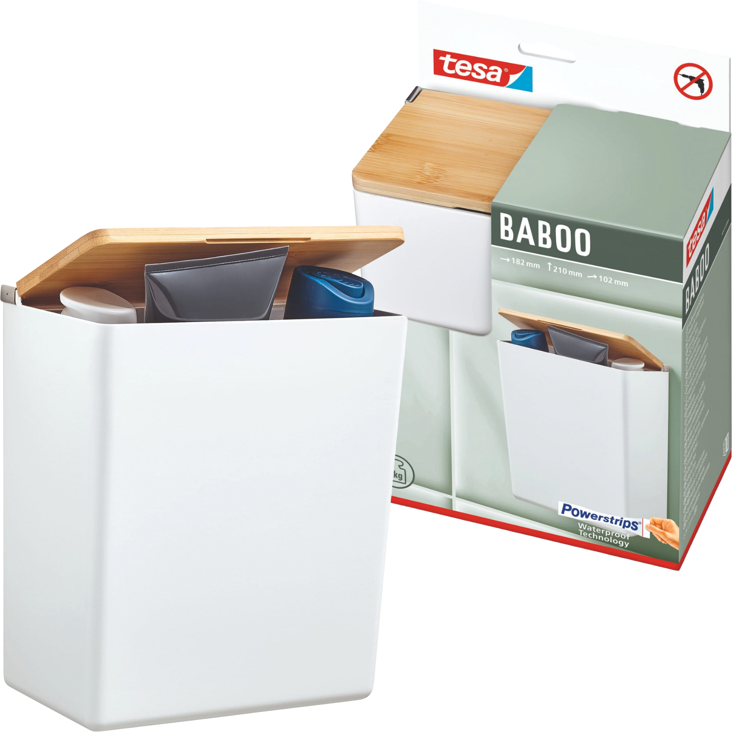 Koszyk Łazienkowy Samoprzylepny Tesa BABOO Organizer Do Łazienki Biały