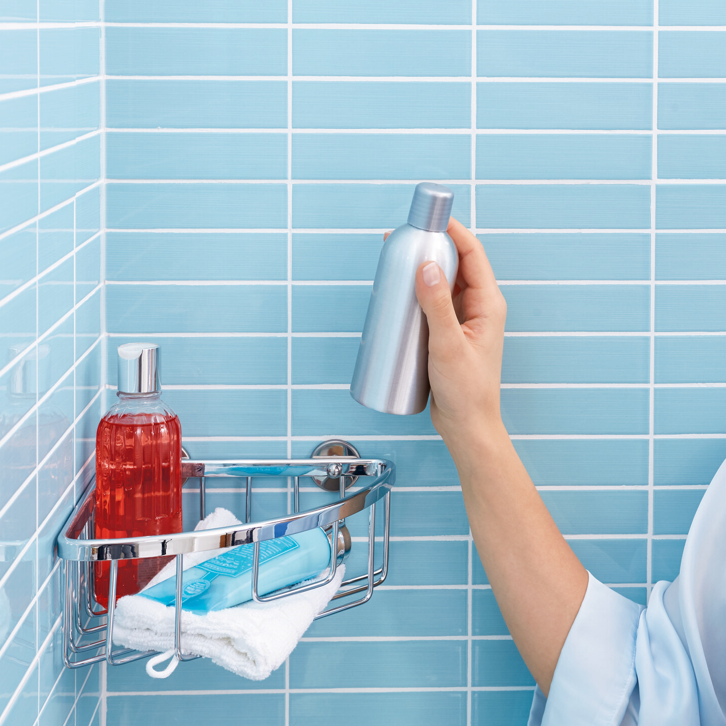 Półka Łazienkowa Samoprzylepna Narożna Tesa ALUXX Koszyk Pod Prysznic