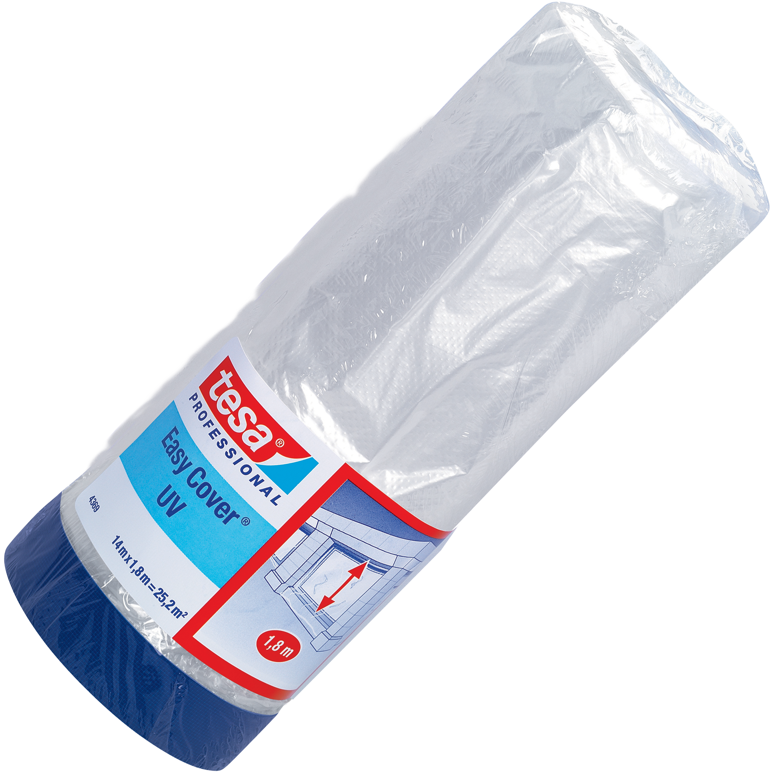 Folia Malarska UV Ochronna Z Taśmą Tesa Antychlap Speedy Mask 14 m x 1,8 m