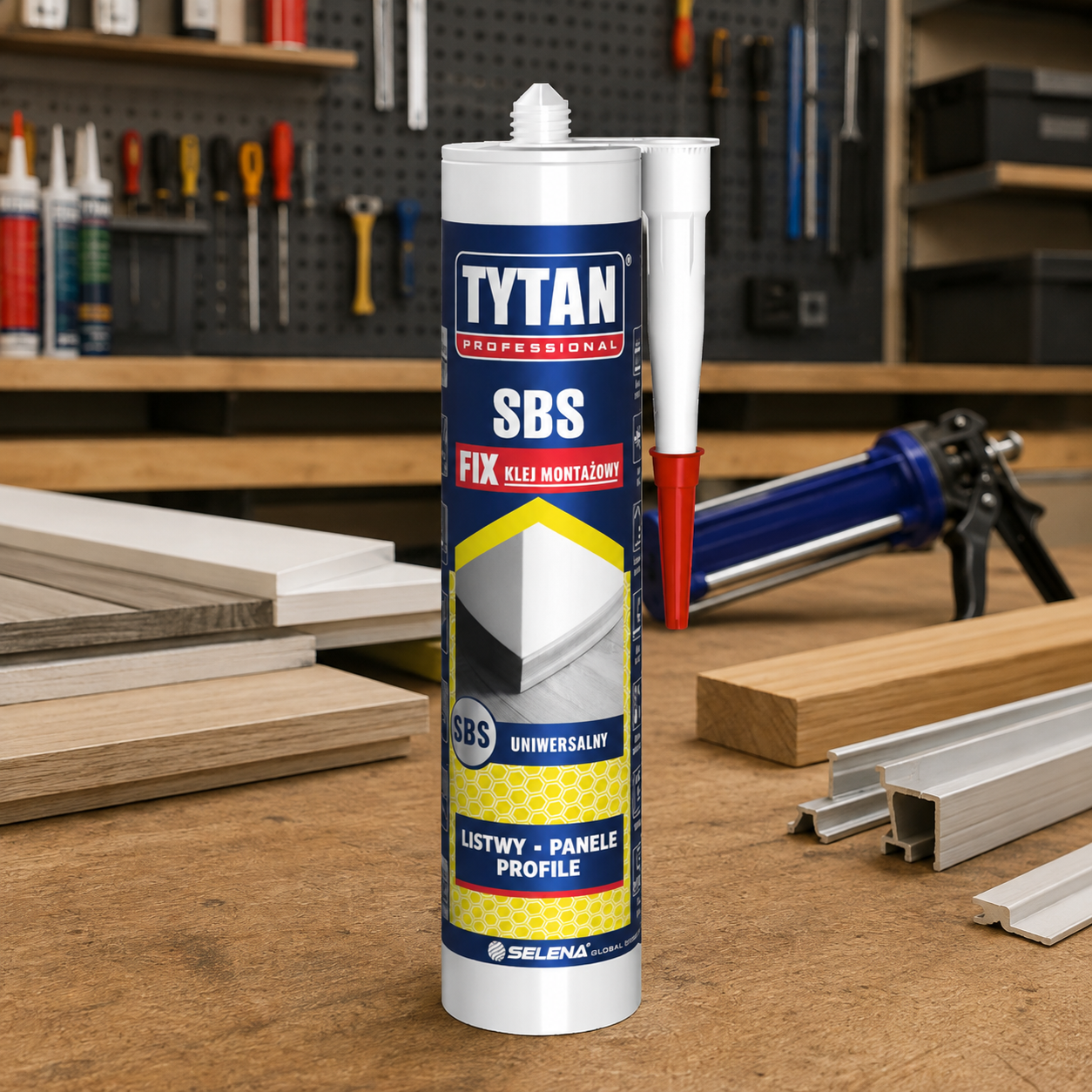 Klej Montażowy Uniwersalny Tytan Professional SBS FIX Mocny Żółty 290 ml