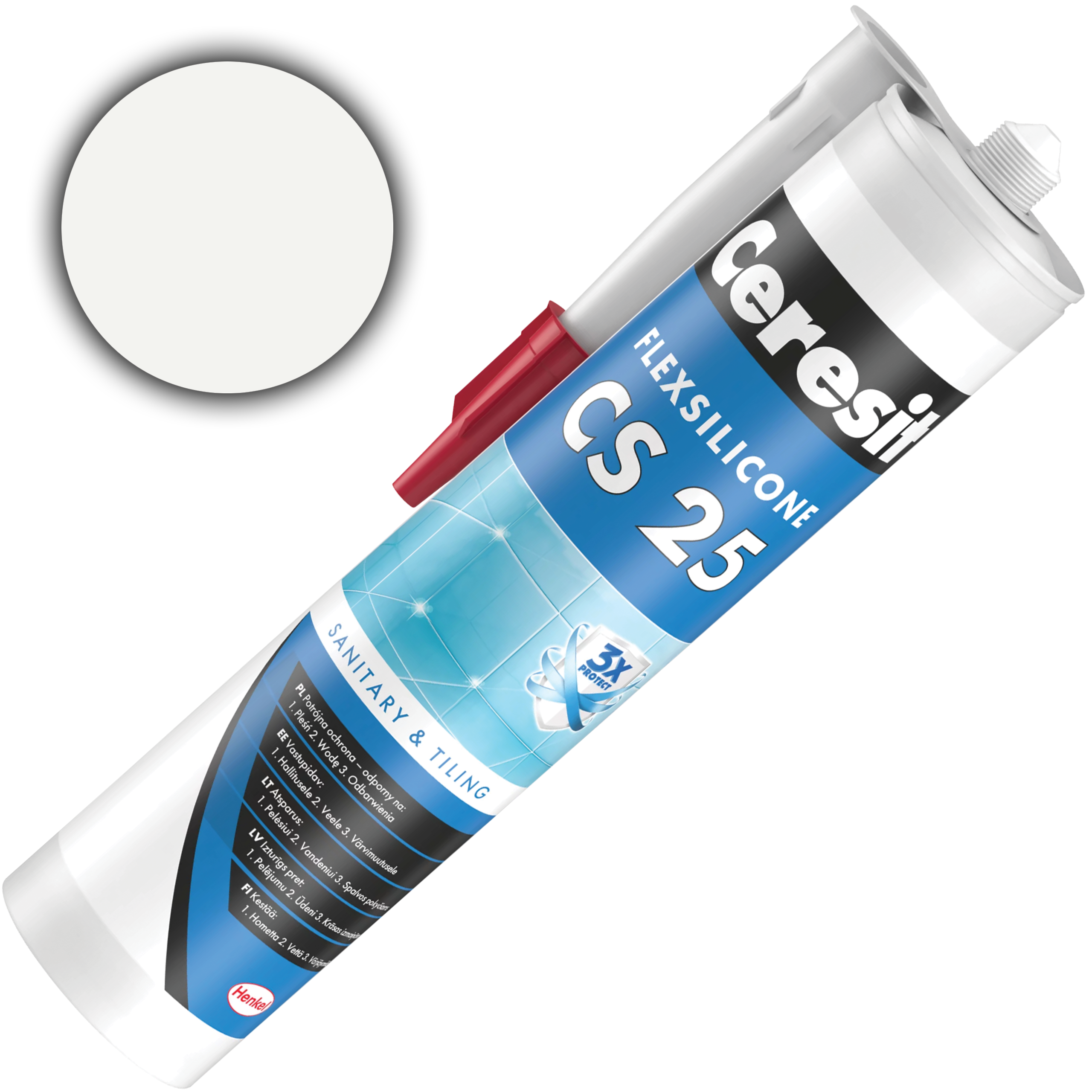 Silikon Sanitarny Ceresit CS25 Uniwersalny Uszczelniacz Biały 280 ml