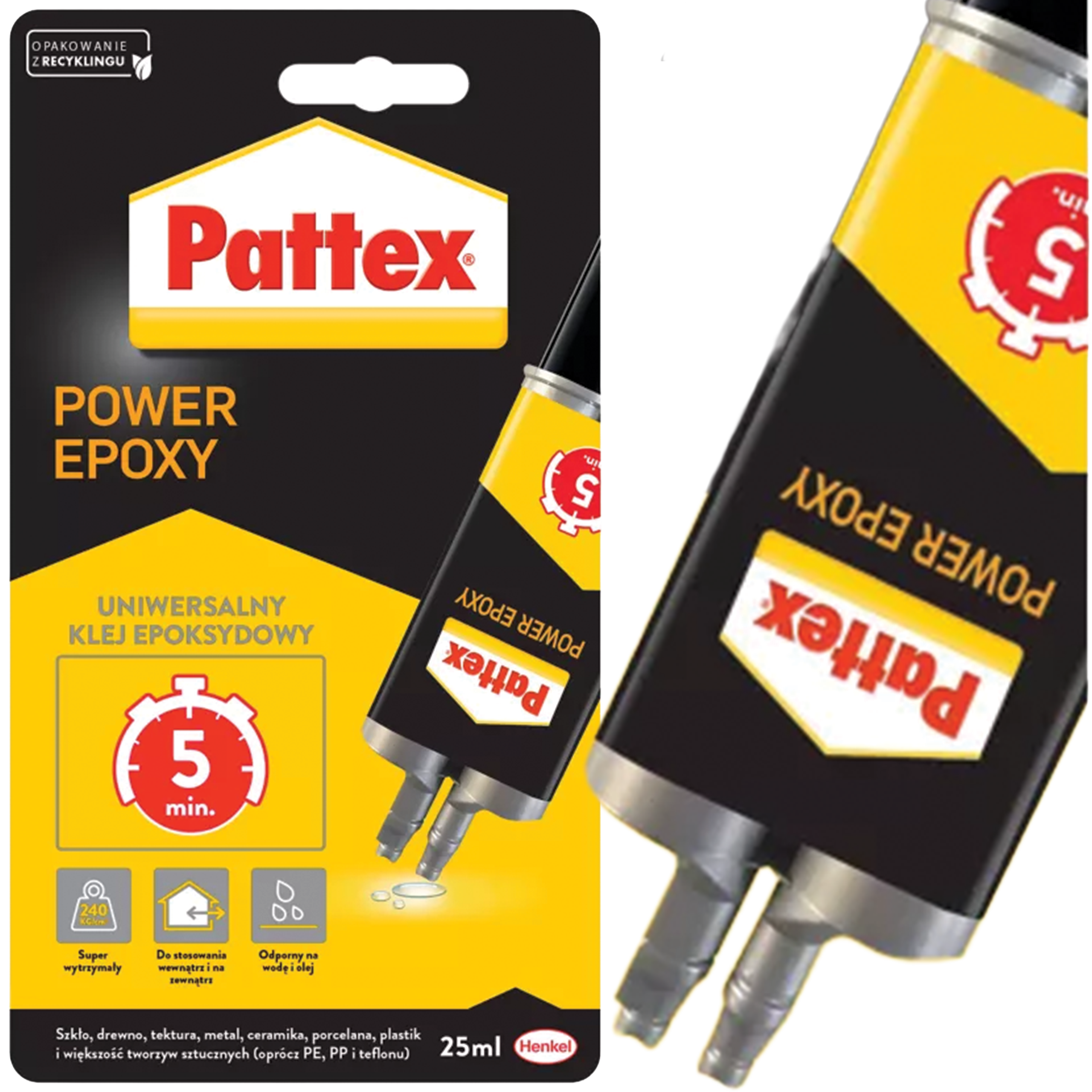 Pattex Klej Epoksydowy Dwuskładnikowy Power Epoxy Mocny Uniwersalny 25 ml