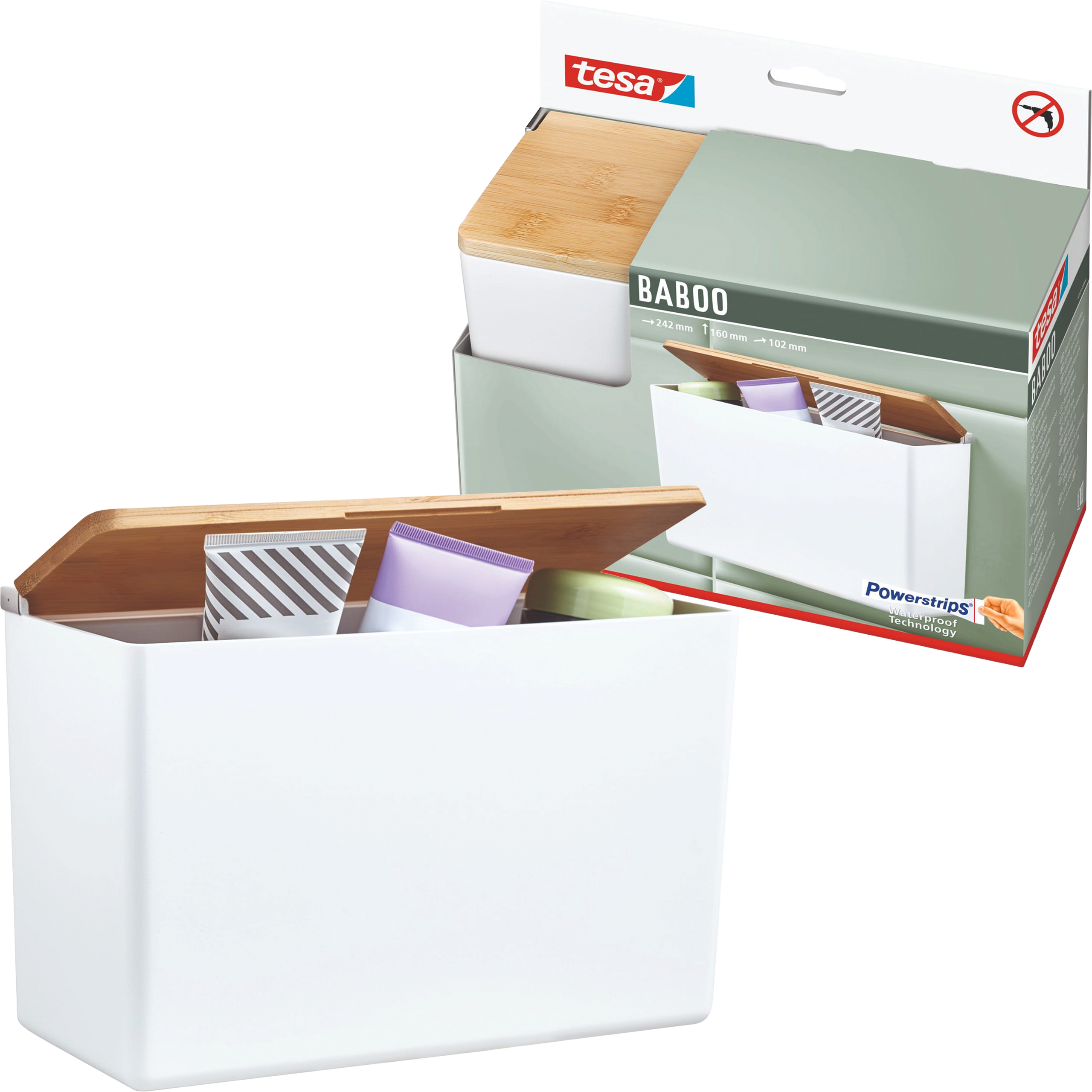 Koszyk Łazienkowy Samoprzylepny Tesa BABOO Organizer Do Łazienki Biały