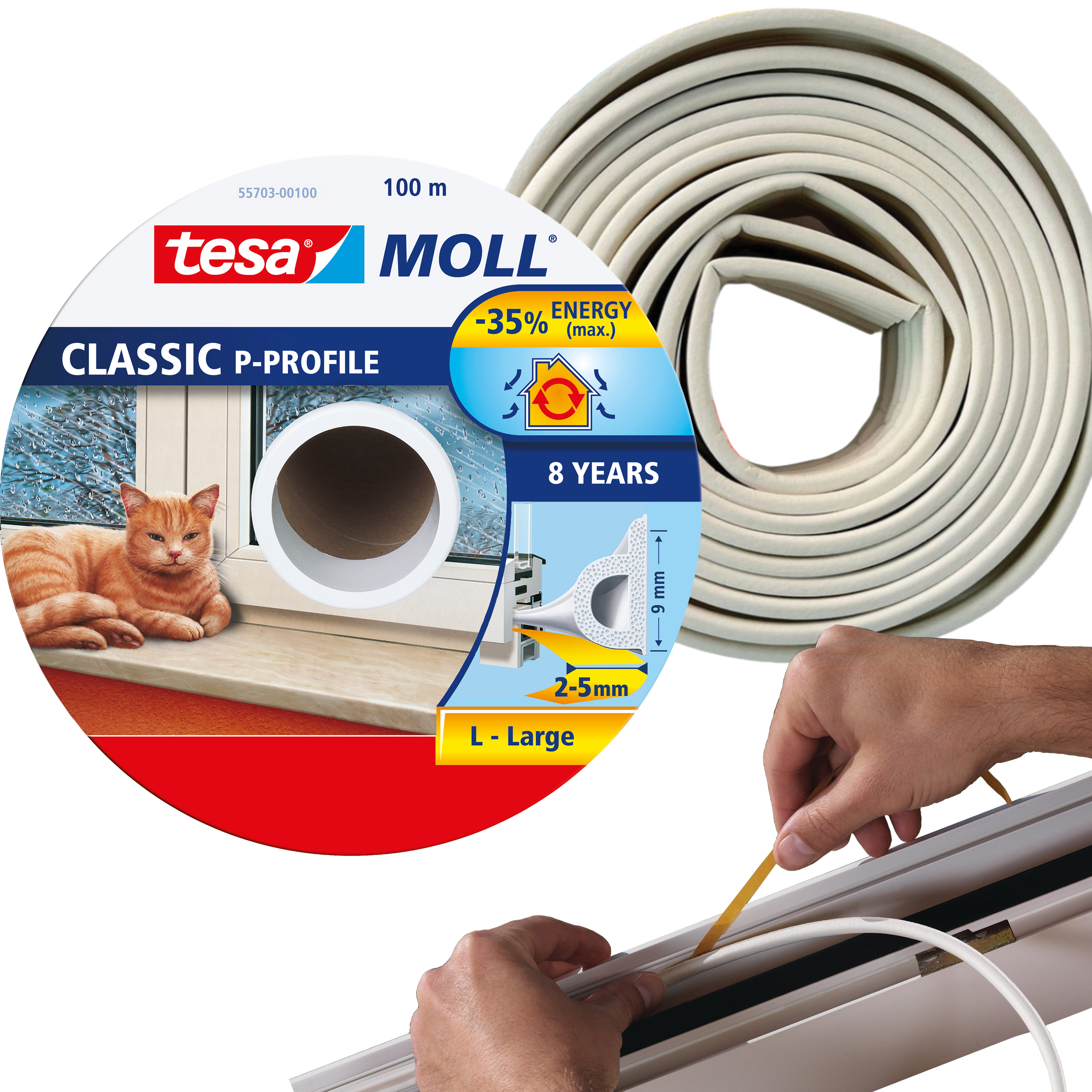 Uszczelka Okienna Samoprzylepna Tesa Do Okien Uszczelniająca 100 m Biała