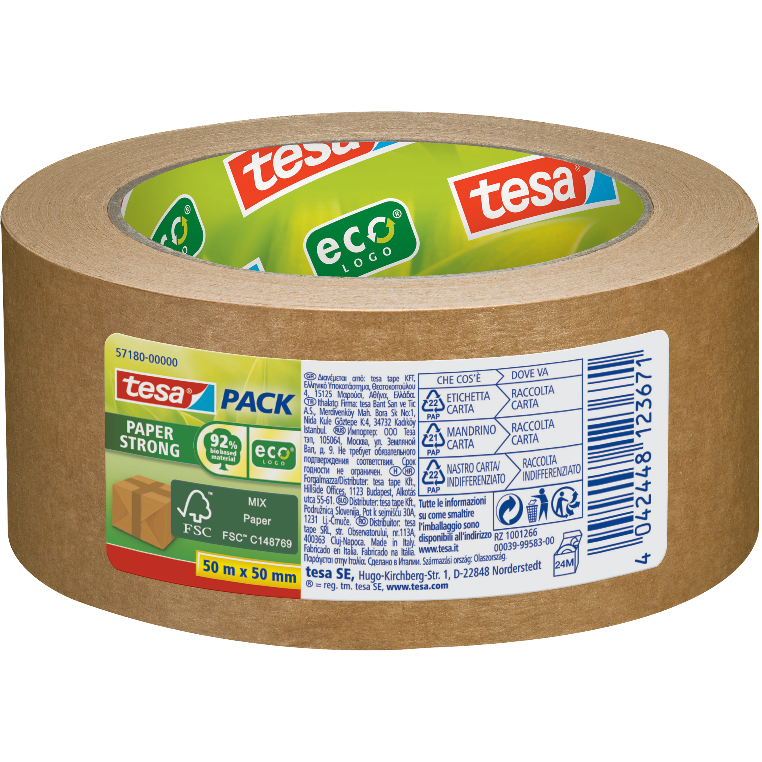 Taśma Klejąca Pakowa Papierowa Tesa Mocna Brązowa Do Pakowania 50mm x 50m