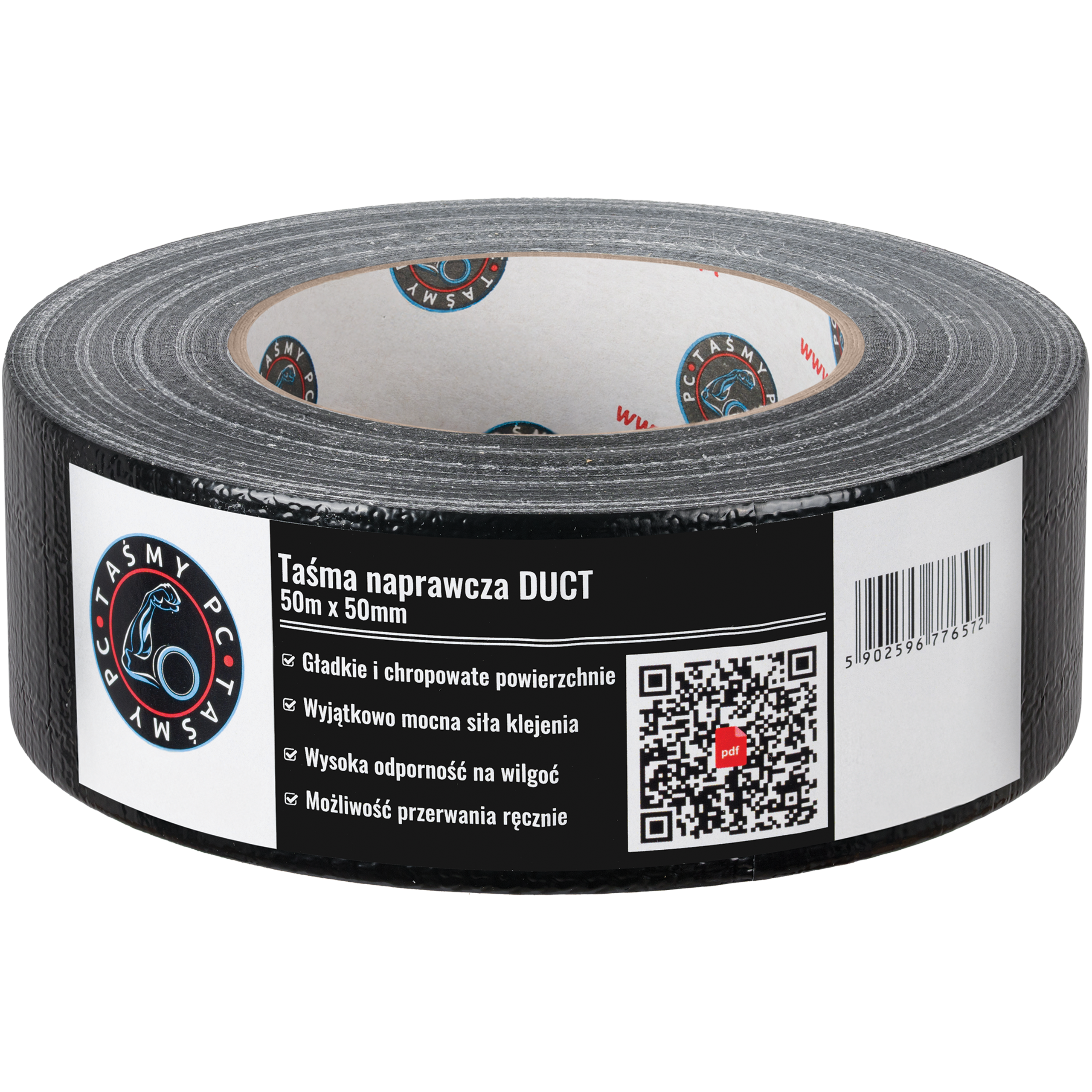 Taśma Klejąca Naprawcza Duct Tape 50 m x 50 mm Mocna Uszczelniająca Czarna
