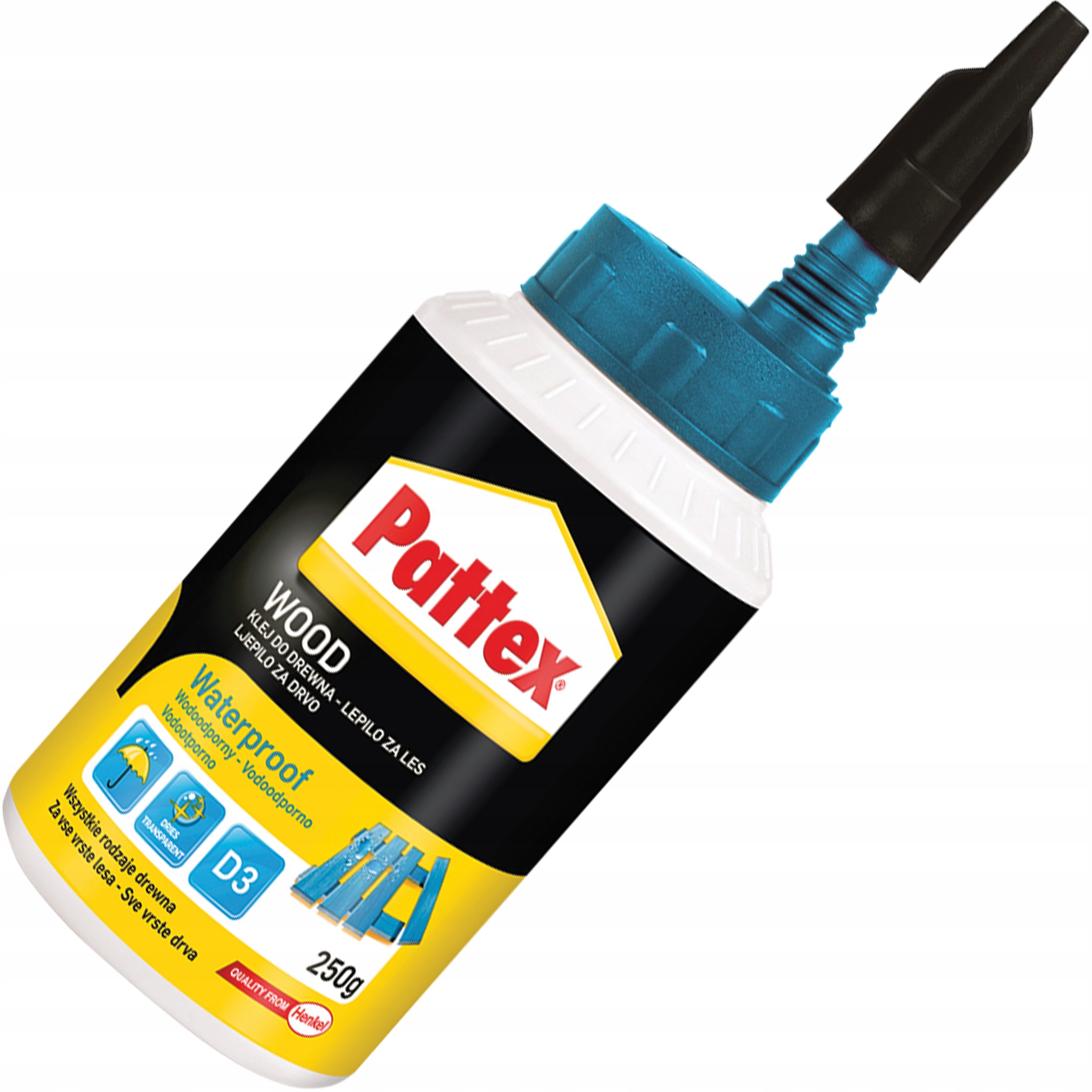 Klej Do Drewna Wodoodporny Pattex Super Mocny Przezroczysty D3 250 ml