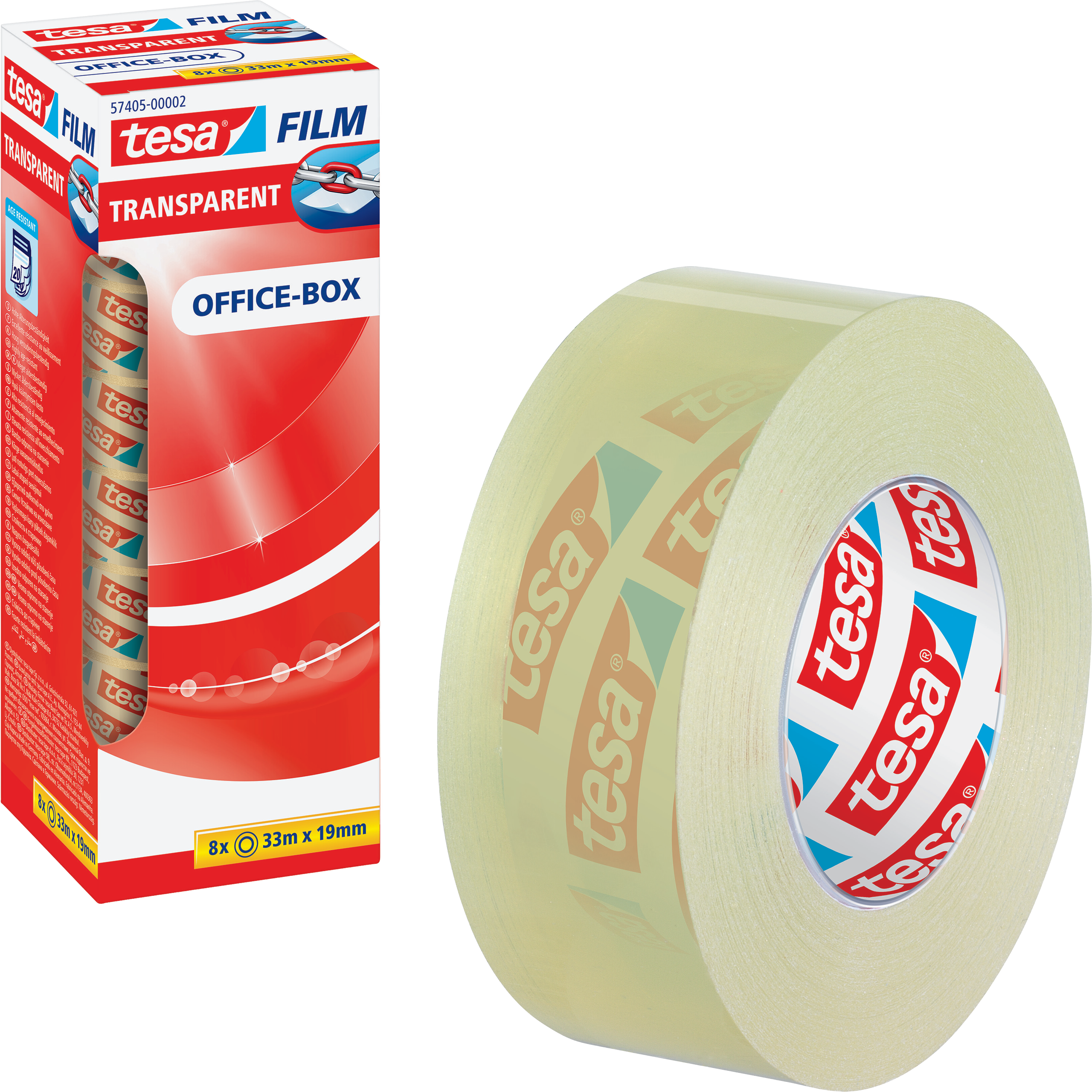Taśma Klejąca Biurowa Samoprzylepna Tesa 33 m x 19 mm 8 szt Przezroczysta
