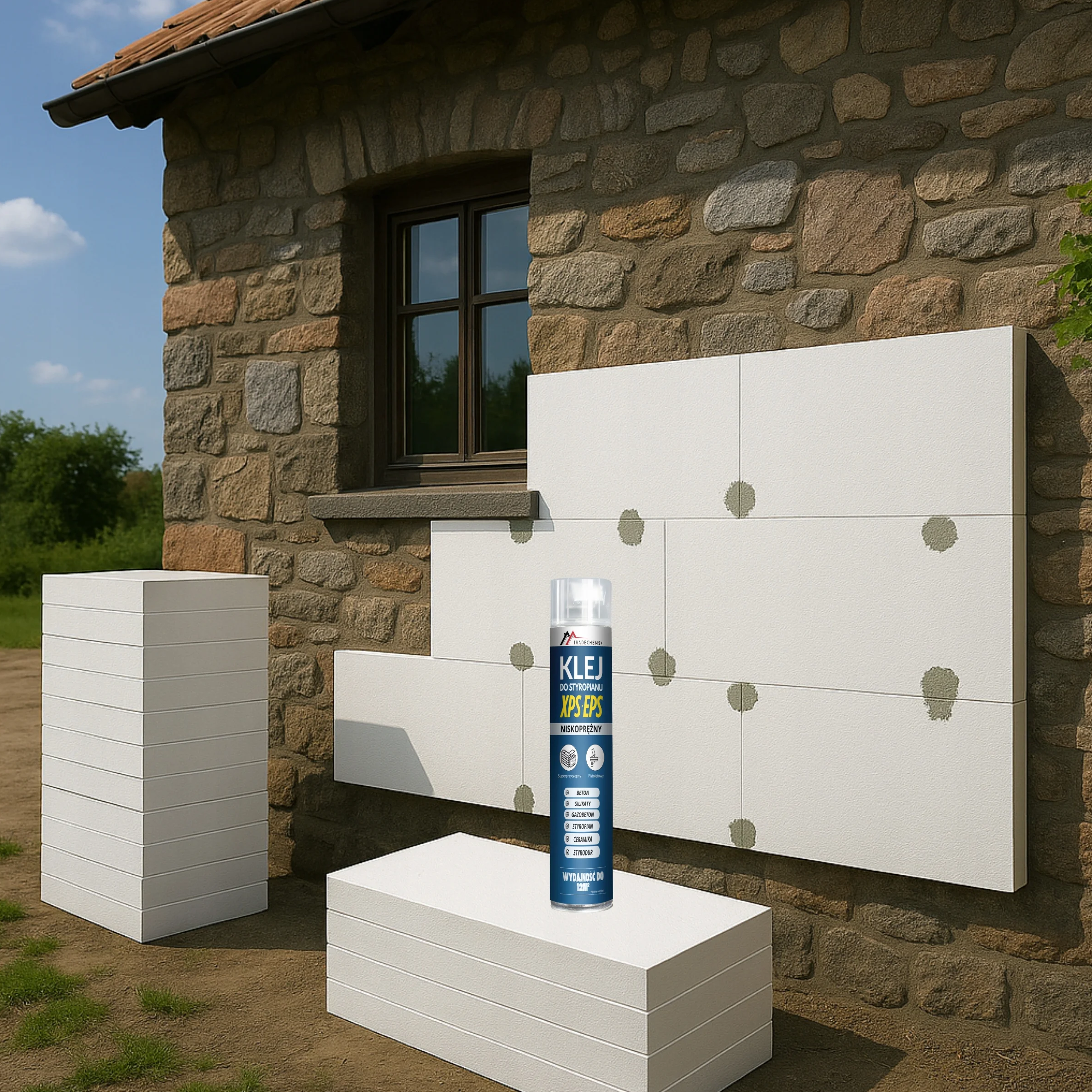 Pianoklej Do Styropianu XPS EPS Tradechem24 Klej Poliuretanowy Szary 750ml