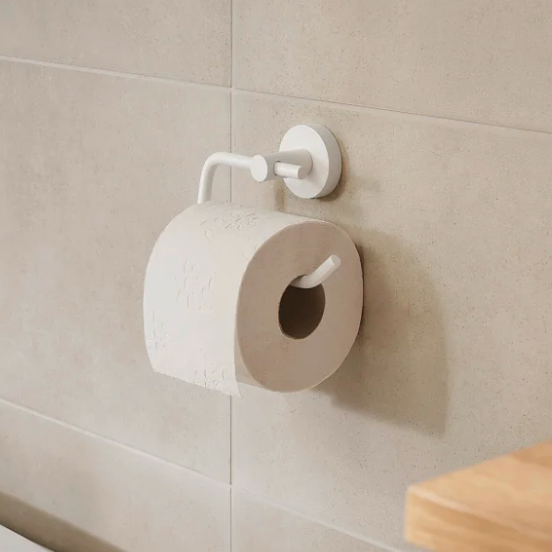 Uchwyt Na Papier Toaletowy Samoprzylepny Wiszący Tesa MOON WHITE Metalowy